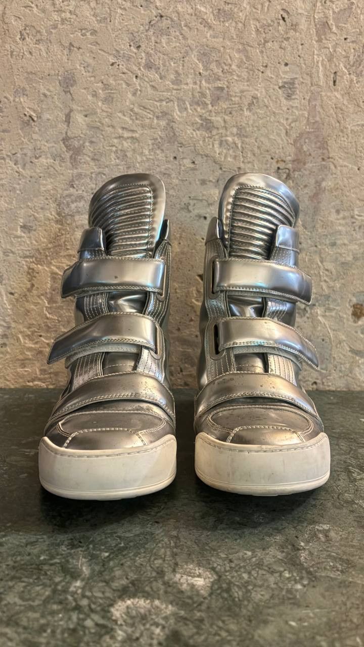Balmain balmain metallic strap silver leather high-top sneakers Size US 8 / EU 41 - 5 Thumbnail