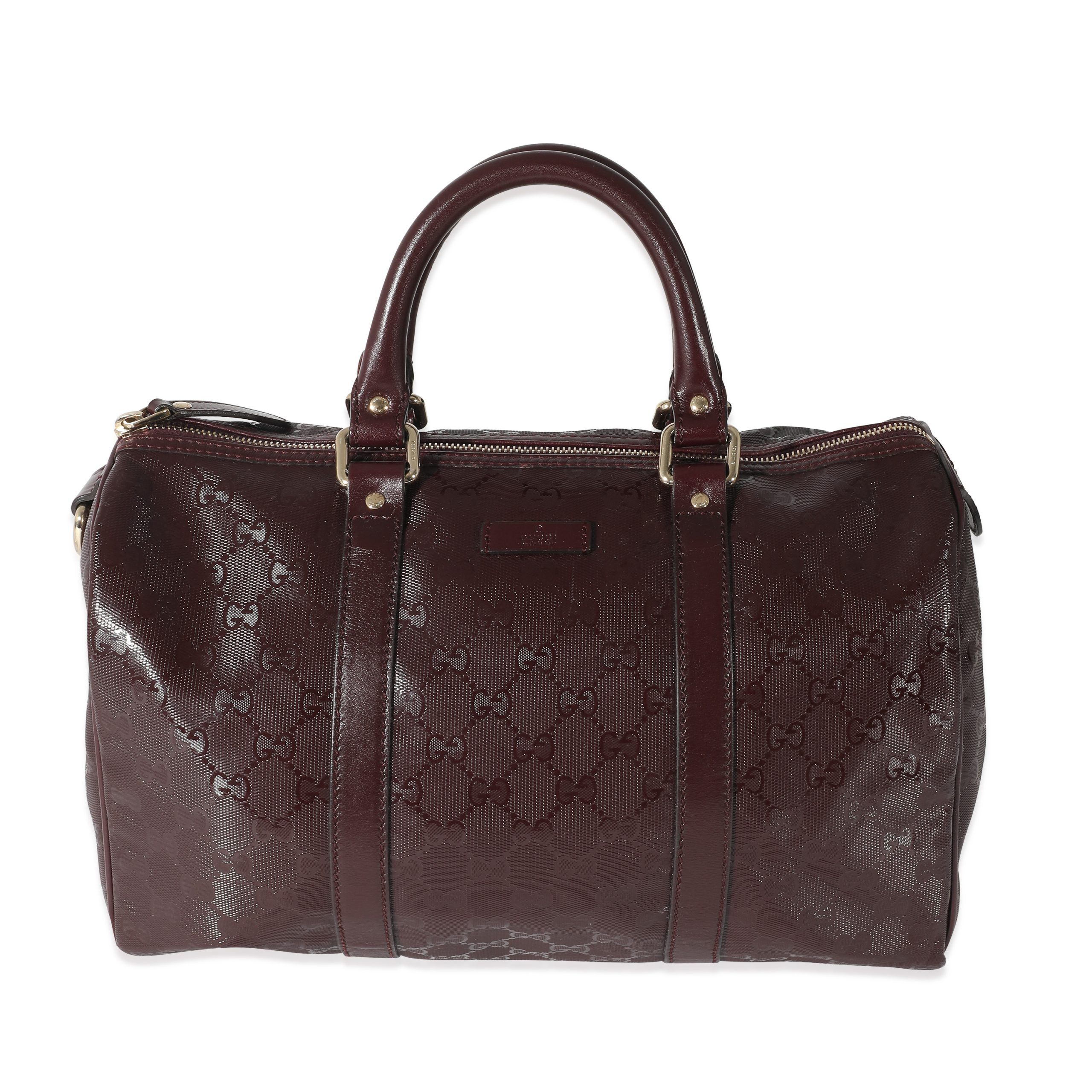 image of Gucci Burgundy Imprime Monogram Medium Joy Boston Bag in Brown, Women's