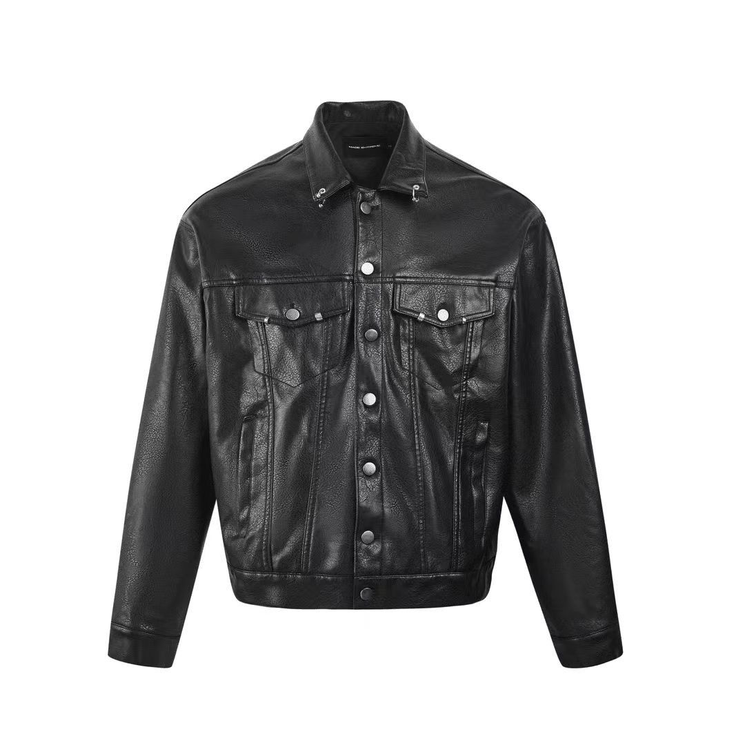 Japanese Brand Vintage Street Punk Button Down PU Leather Jacket Coat Size US M / EU 48-50 / 2 - 4 Thumbnail