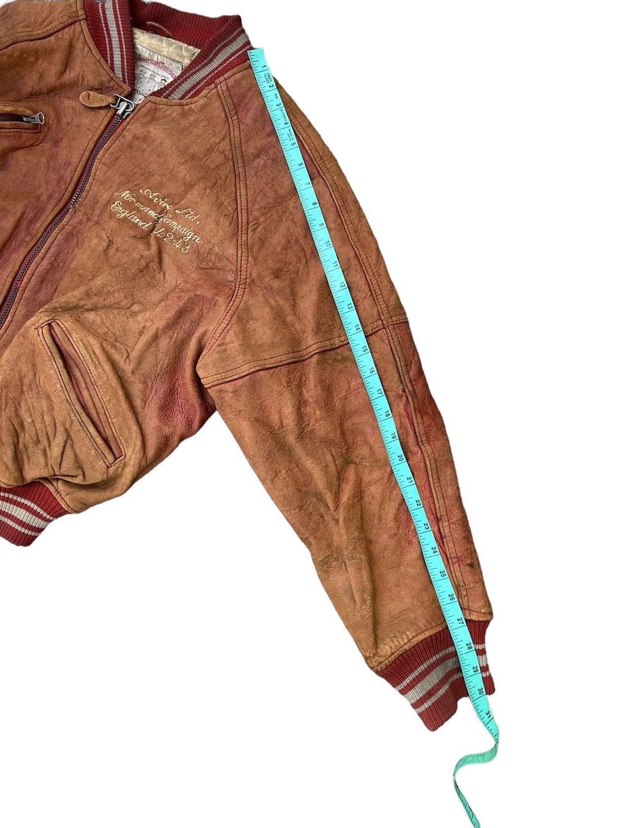 Avirex Vintage 80s 90s Avirex Trashed Leather Flight Bomber Jacket Size US L / EU 52-54 / 3 - 11 Thumbnail