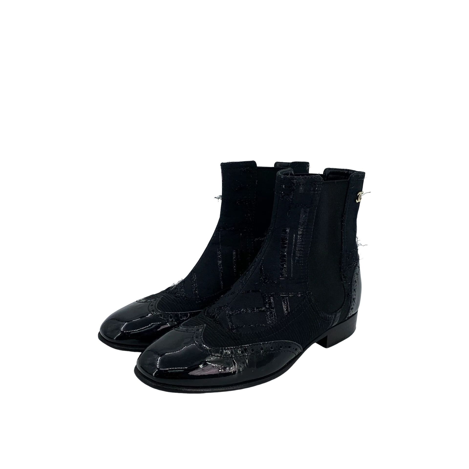 Chanel Chanel Woven Patent Chelsea Boots 37 Size US 7 / IT 37 - 1 Thumbnail