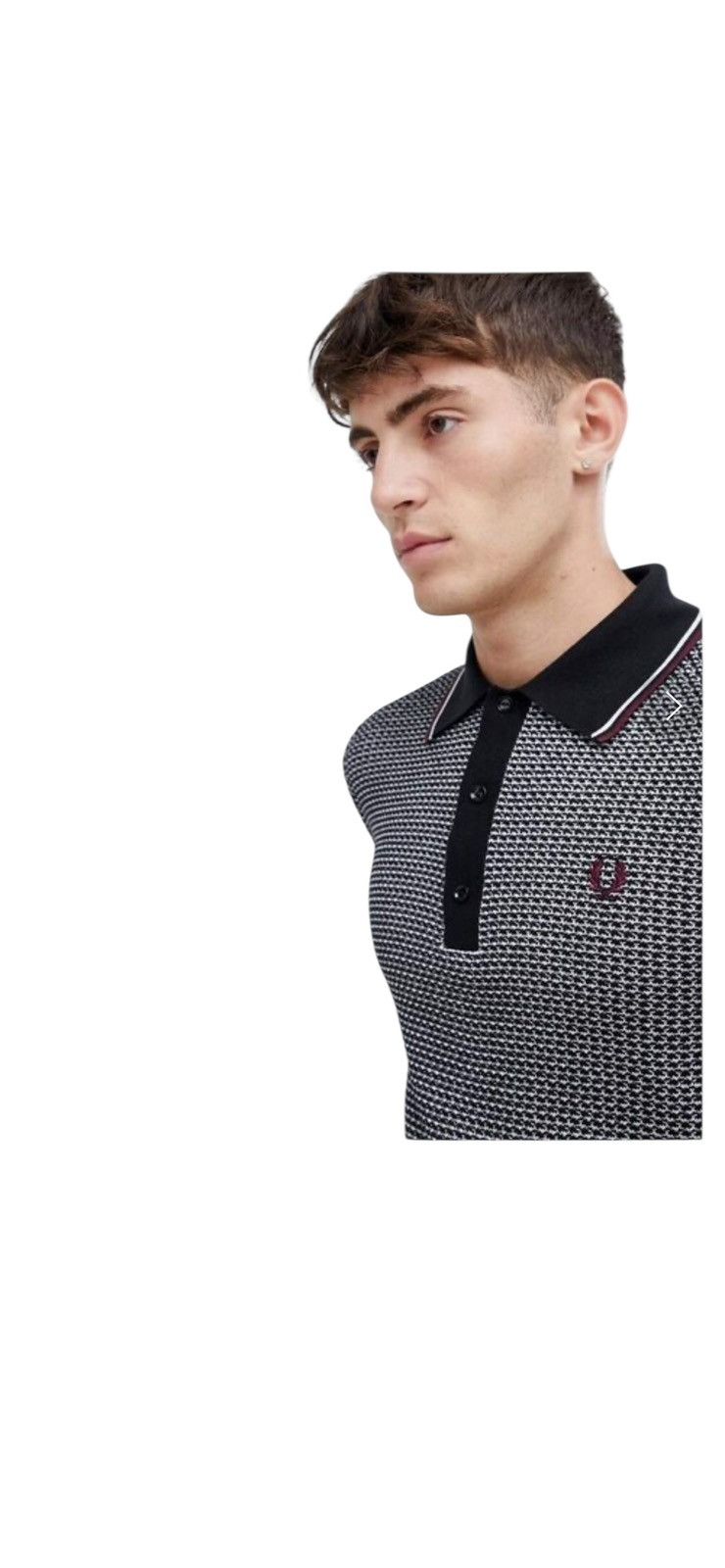 Fred Perry Fred Perry Reissues Knitted Polo, Black & White Size US XS / EU 42 / 0 - 7 Thumbnail