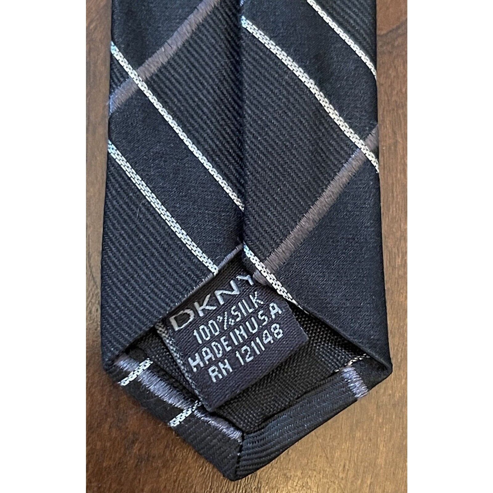 DKNY Dkny Black 100% Silk Men’s Neck Tie Made In Usa Size ONE SIZE - 7 Thumbnail