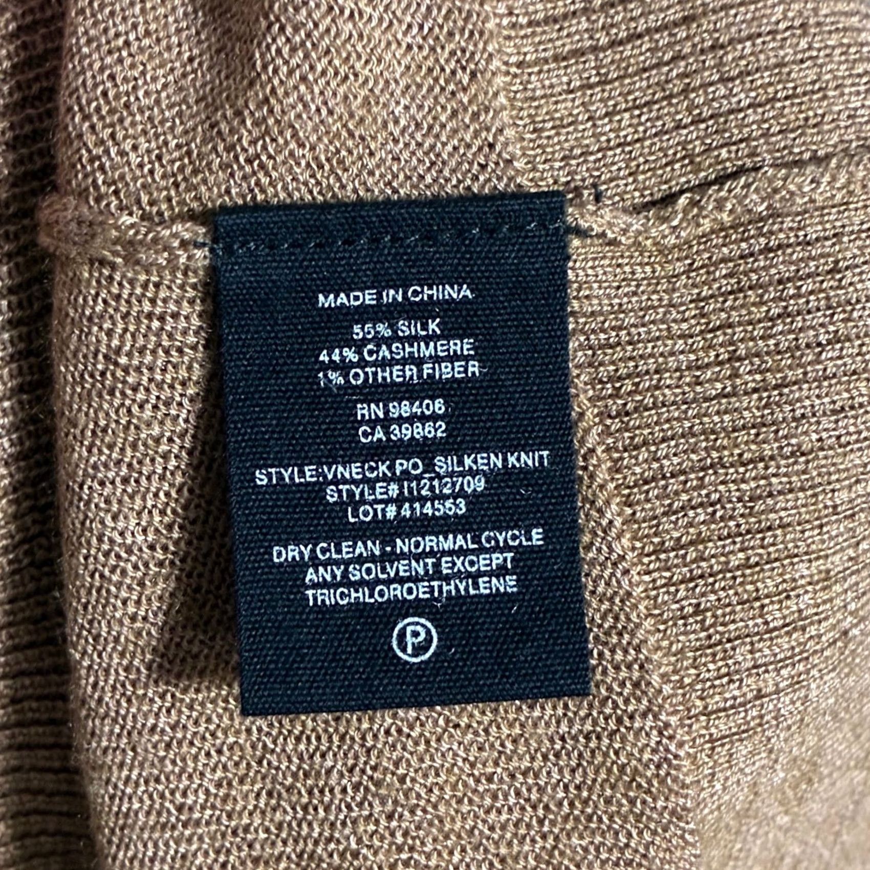 Theory EUC Theory Silk Cashmere V-Neck Pullover Sweater Womens S Camel Brown Size S / US 4 / IT 40 - 6 Thumbnail