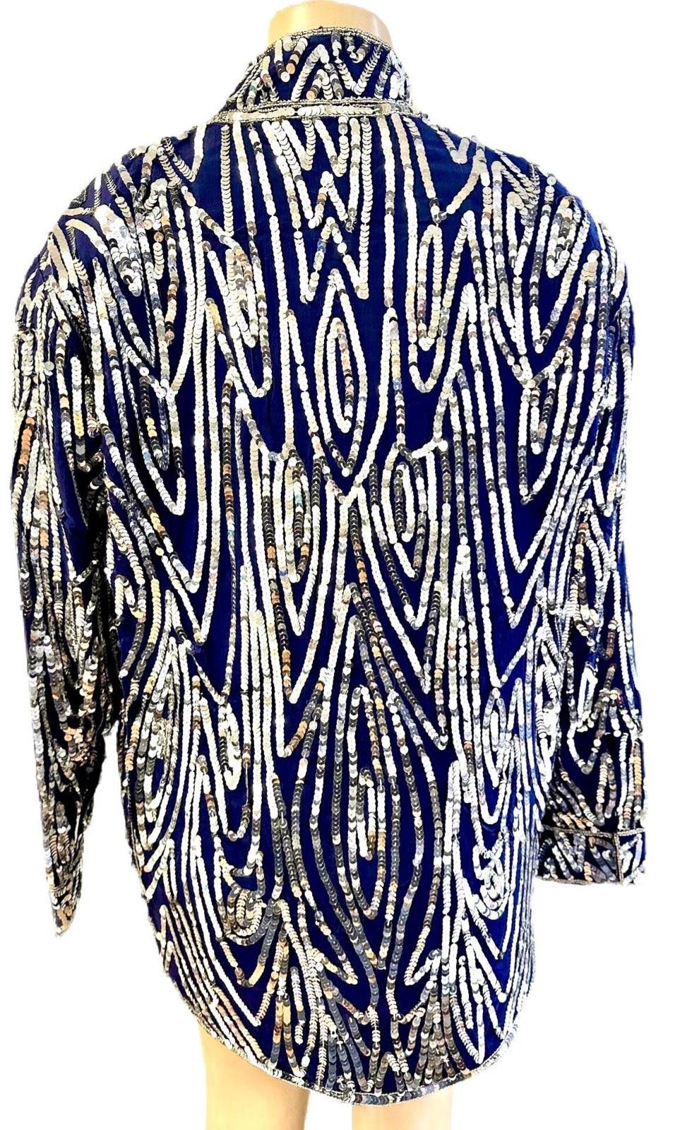 Other Sequin Top Navy Blue Silver size 2X Size XXL / US 16-18 / IT 52-54 - 2 Thumbnail