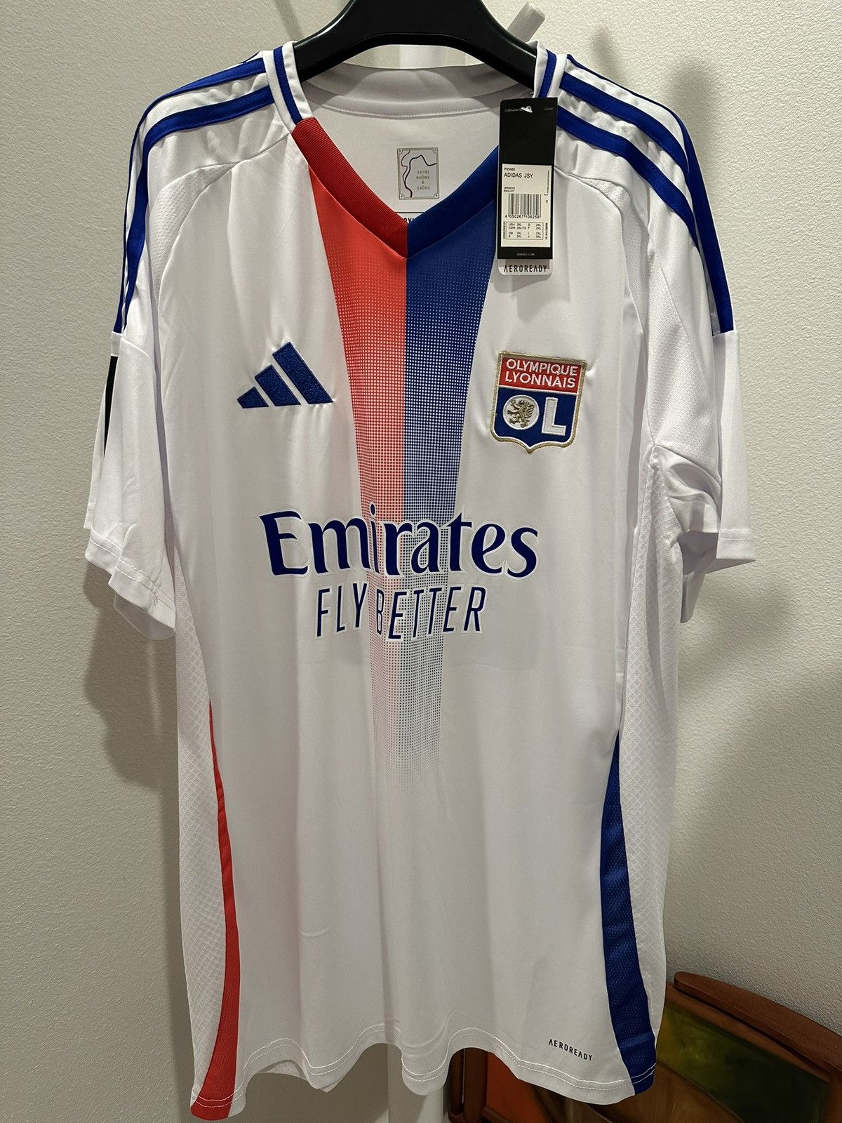 Adidas 2024-25 Olympique Lyon Thiago Almada Soccer Jersey Size US XL / EU 56 / 4 - 2 Thumbnail