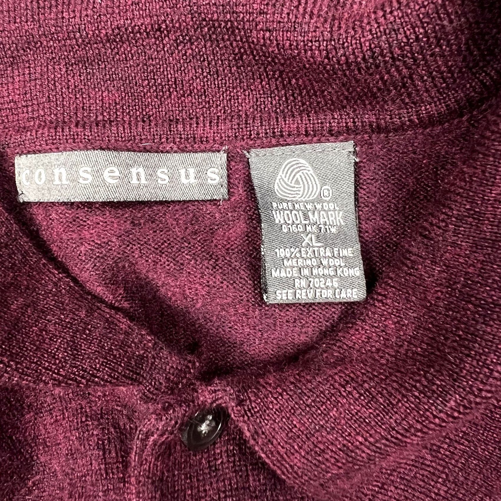 Vintage VINTAGE Consensus Sweater Wood Burgundy Collared Knit XL Men’s Size US XL / EU 56 / 4 - 2 Thumbnail