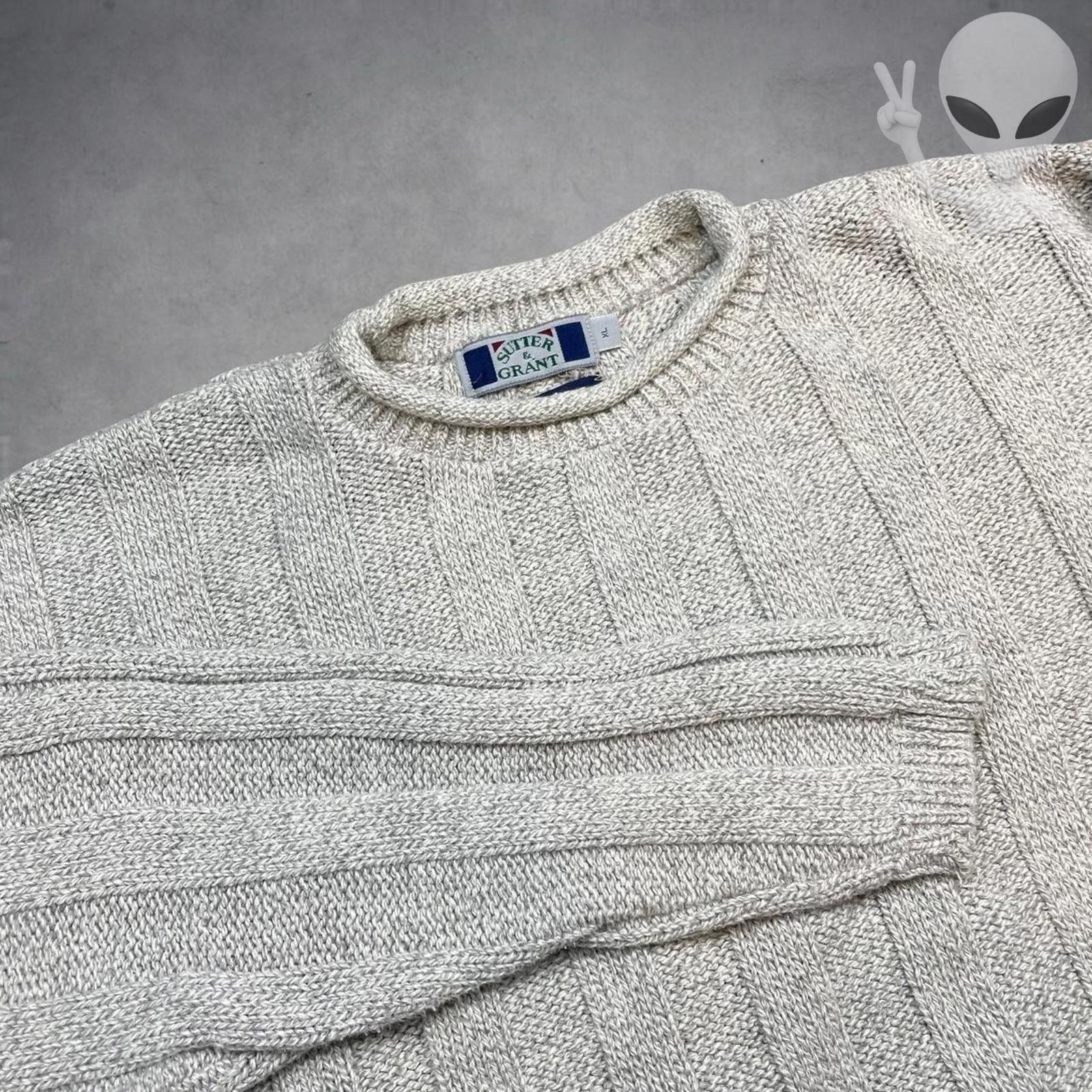 Other Vintage Knit Sweater Extra Large Cream 80s USA Pullover Size US XL / EU 56 / 4 - 1 Thumbnail