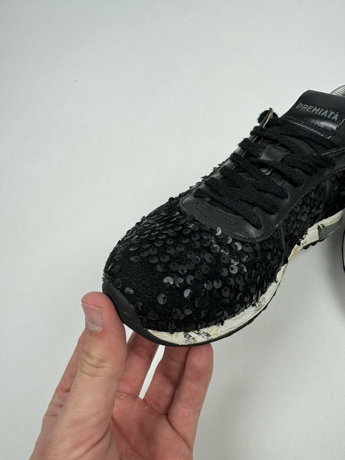 Premiata Premiata Glitter Low Top Black Sneakers Size US 8 / IT 38 - 9 Thumbnail