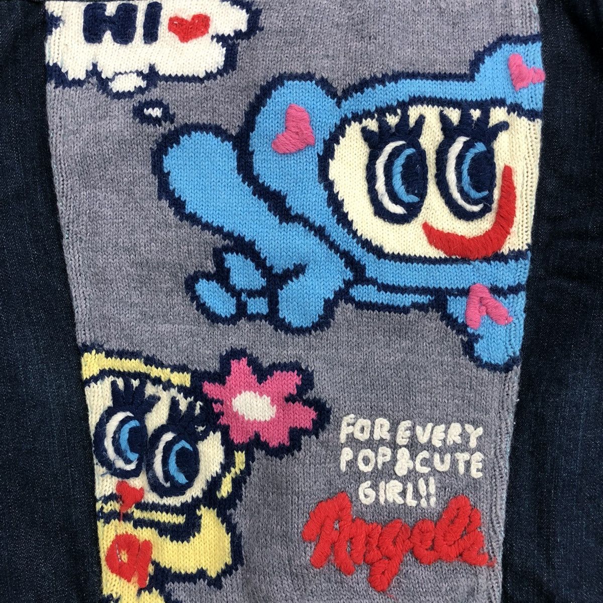Angel Blue × Hysteric Glamour × Japanese Brand 2000s Angel Blue - Iconic Design Panda Knitted Denim Jacket Size US XXS / EU 40 - 3 Thumbnail