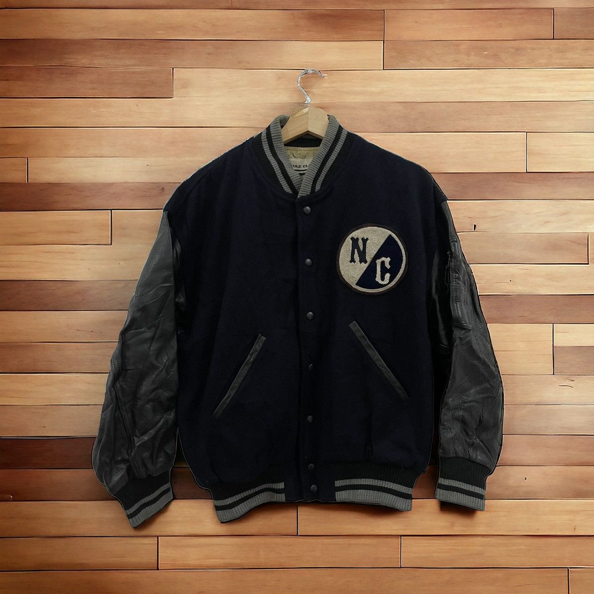 Vintage Nicole Club Leather Wool Varsity Jacket