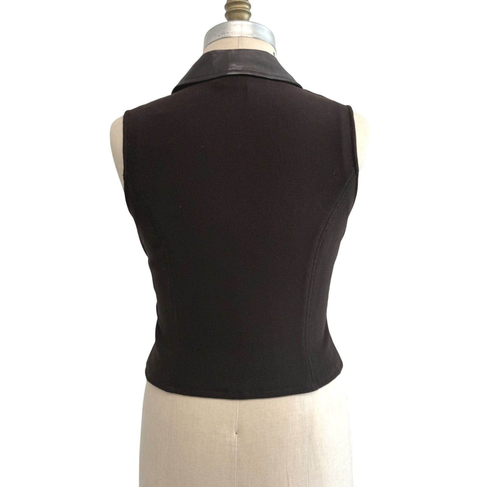 Wilsons Leather 90s Bagatelle Brown Leather Vest Fitted Knit Back Size L Size L / US 10 / IT 46 - 9 Thumbnail