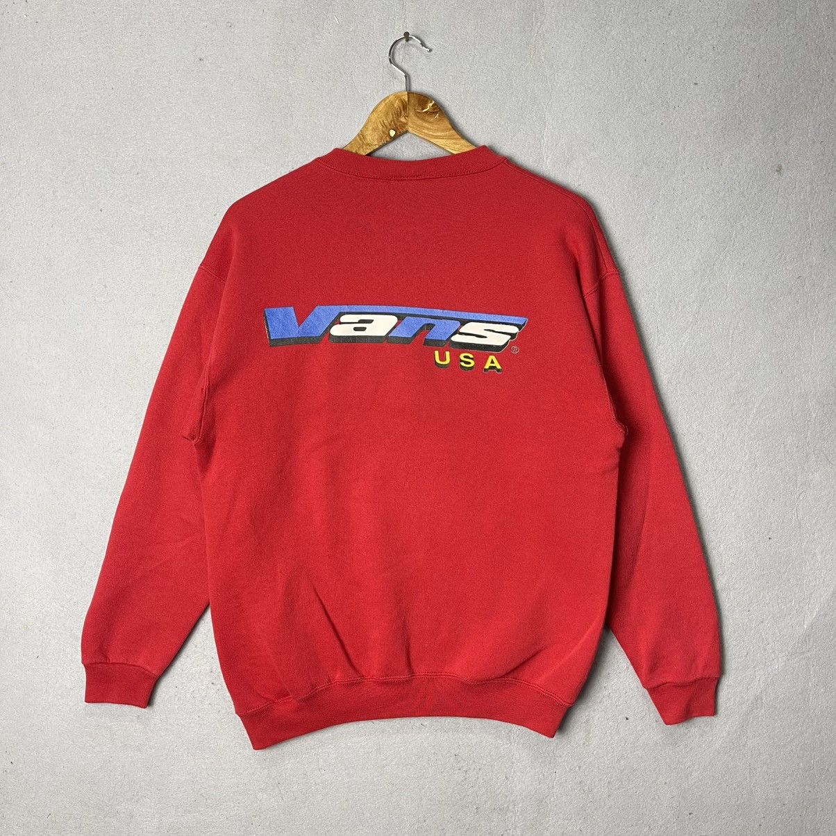 Vans Vintage Vans USA Big Logo Crewneck Sweatshirt Red Skate Size US M / EU 48-50 / 2 - 1 Thumbnail
