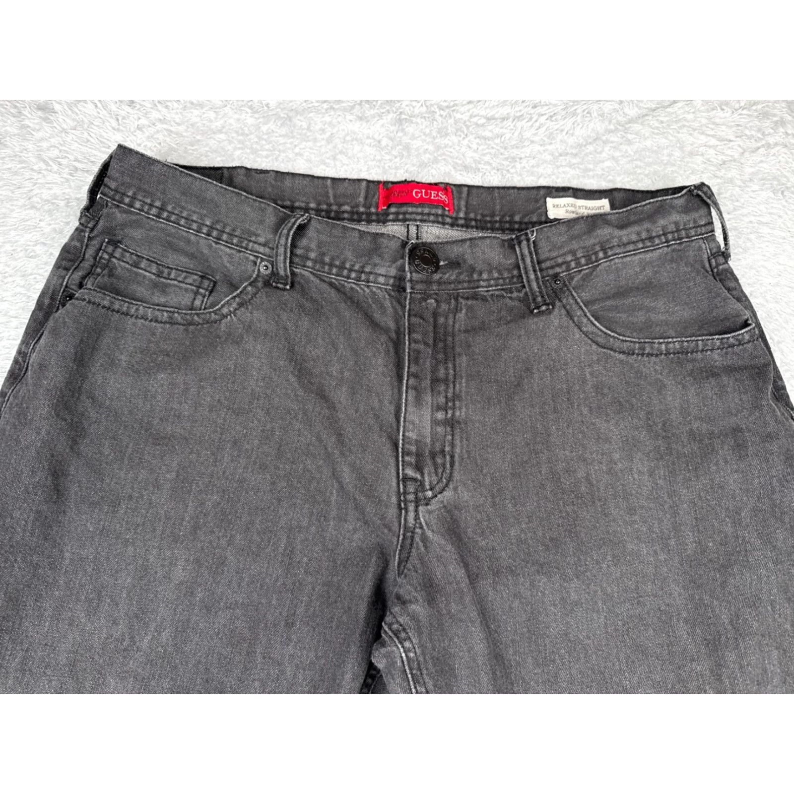 Guess Guess Jeans Mens 40x30 Black Relaxed Straight Rowland Fit Cotton Blend Zip Fly Size US 40 / EU 56 - 4 Thumbnail