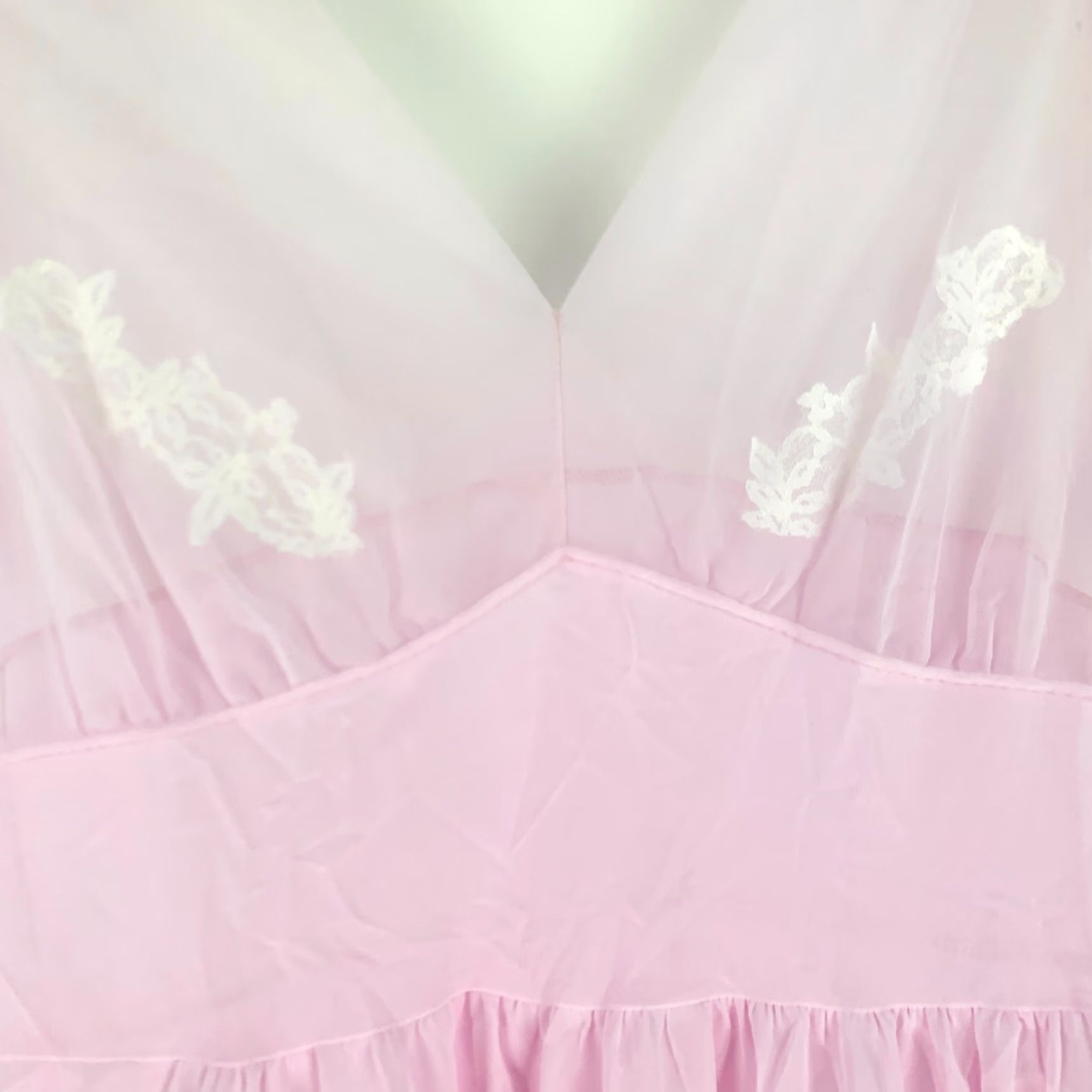 Vintage VINTAGE Purple Lace Nylon Sheer Slip Nightgown Chest 29" Nightgown Eveningwear 1960s Womens Size ONE SIZE - 3 Thumbnail