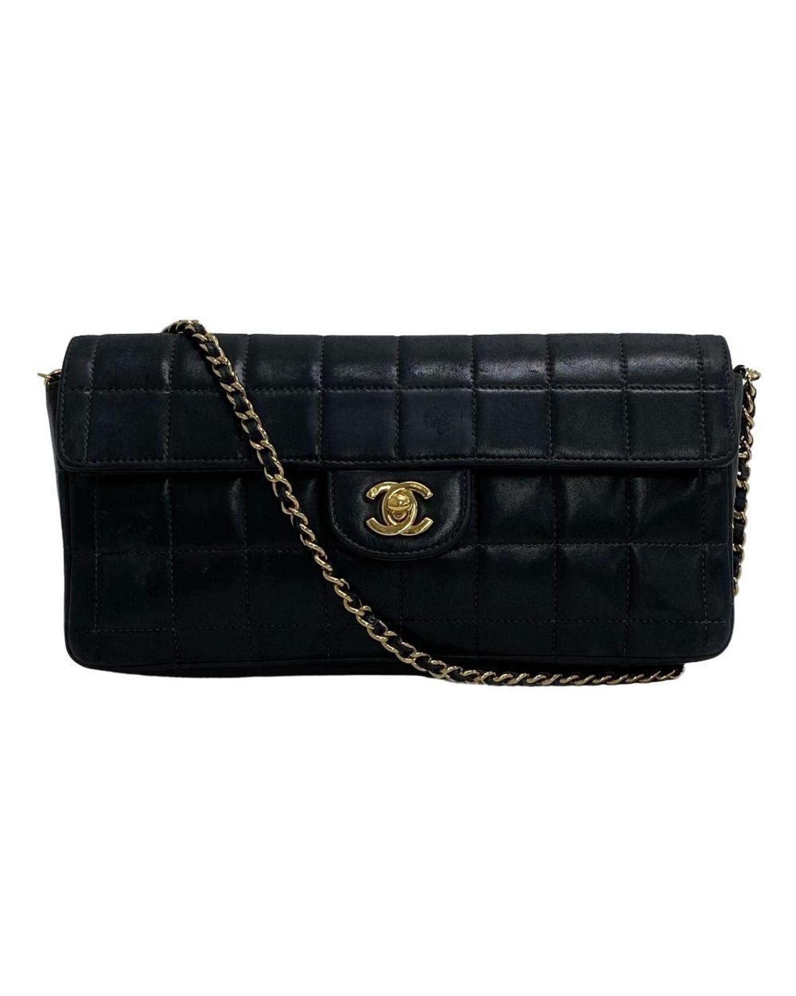 image of Chanel Luxurious Black Leather Shoulder Bag With Timeless Design, Women's