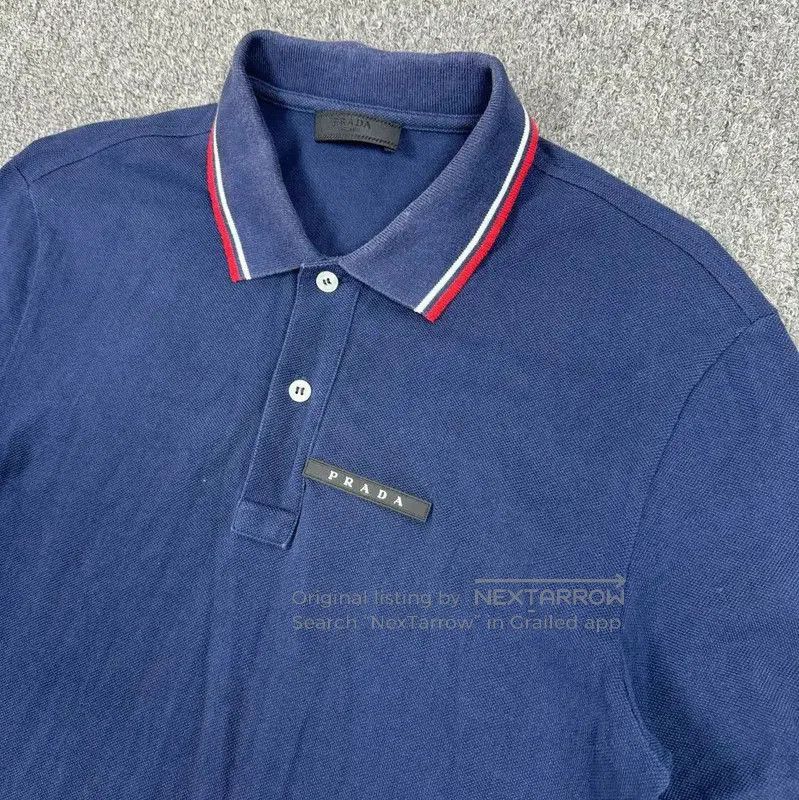 Prada Prada Men's Blue Cotton Polo Shirt. Size US M / EU 48-50 / 2 - 2 Thumbnail
