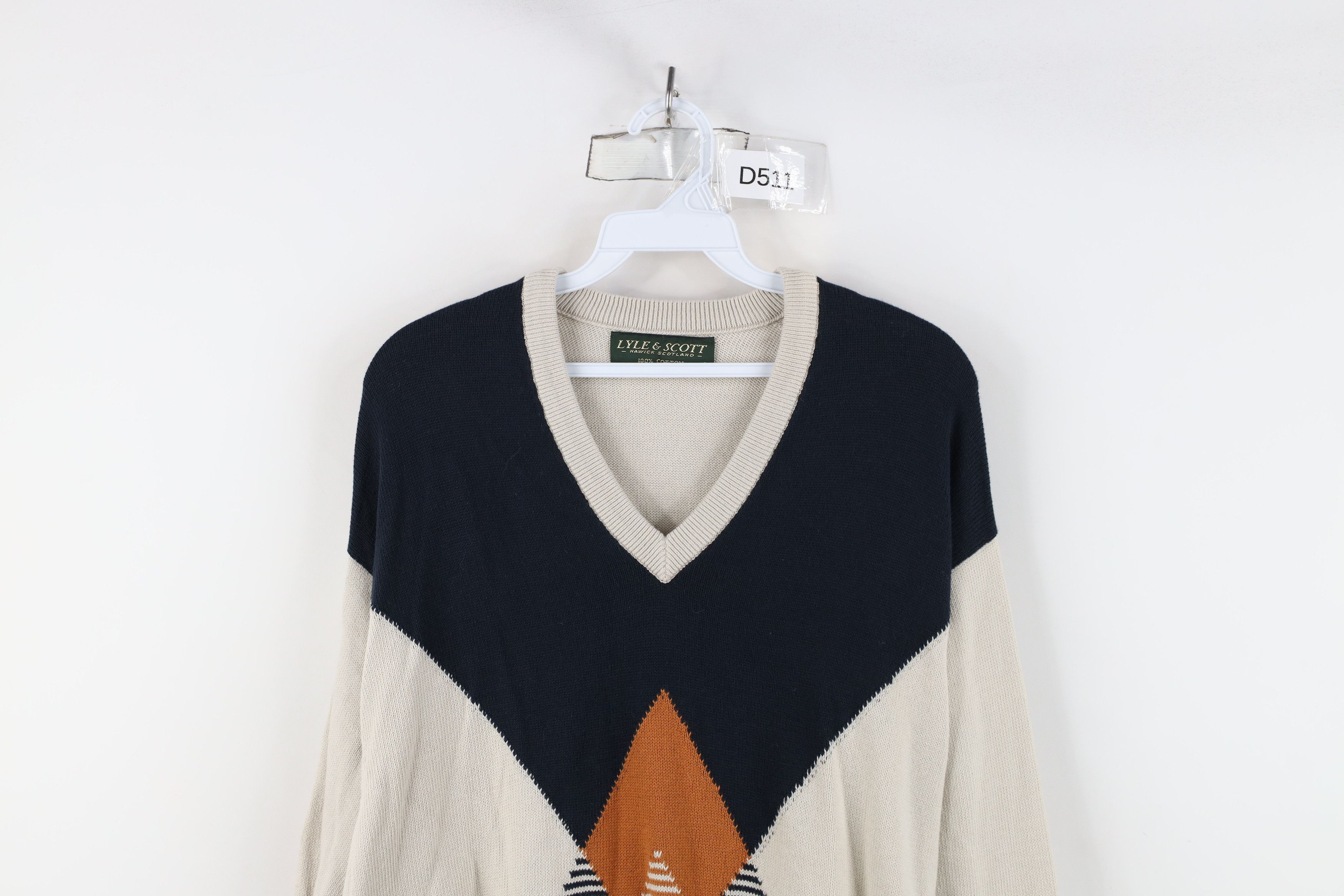 Vintage Vintage 90s Streetwear Cotton Knit V-Neck Sweater Golf Size US L / EU 52-54 / 3 - 2 Thumbnail