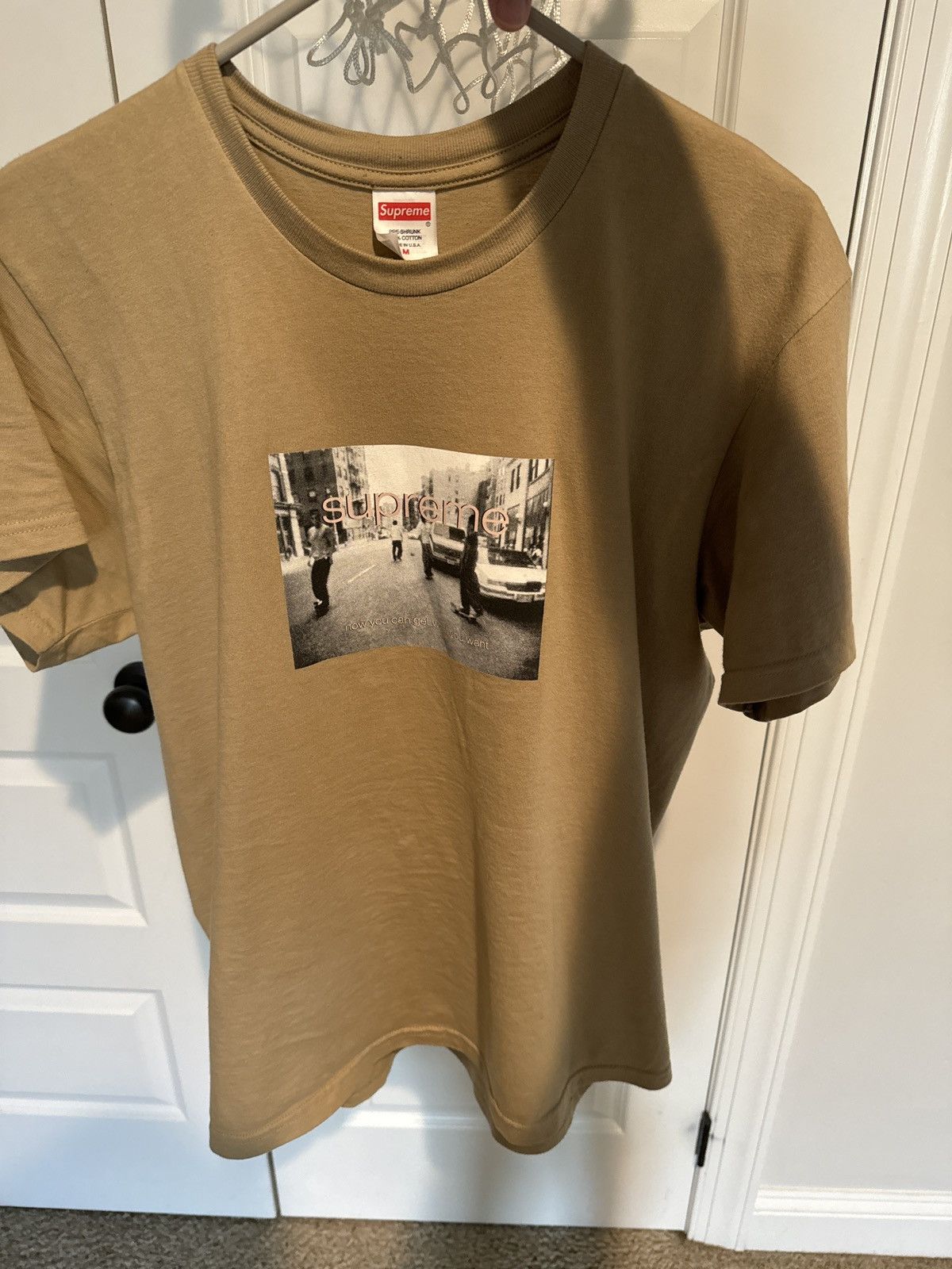 image of Supreme 96 Crew Skater Tee in Tan, Men's (Size Medium)