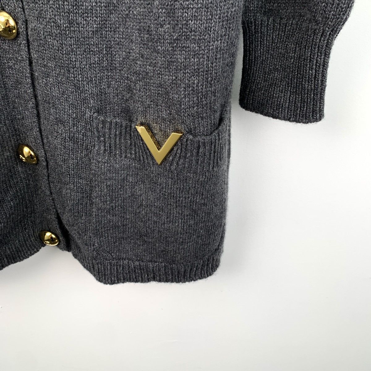 Valentino Valentino Black Grey Long Sleeve Knit Cardigan K26WX Size S / US 4 / IT 40 - 4 Thumbnail