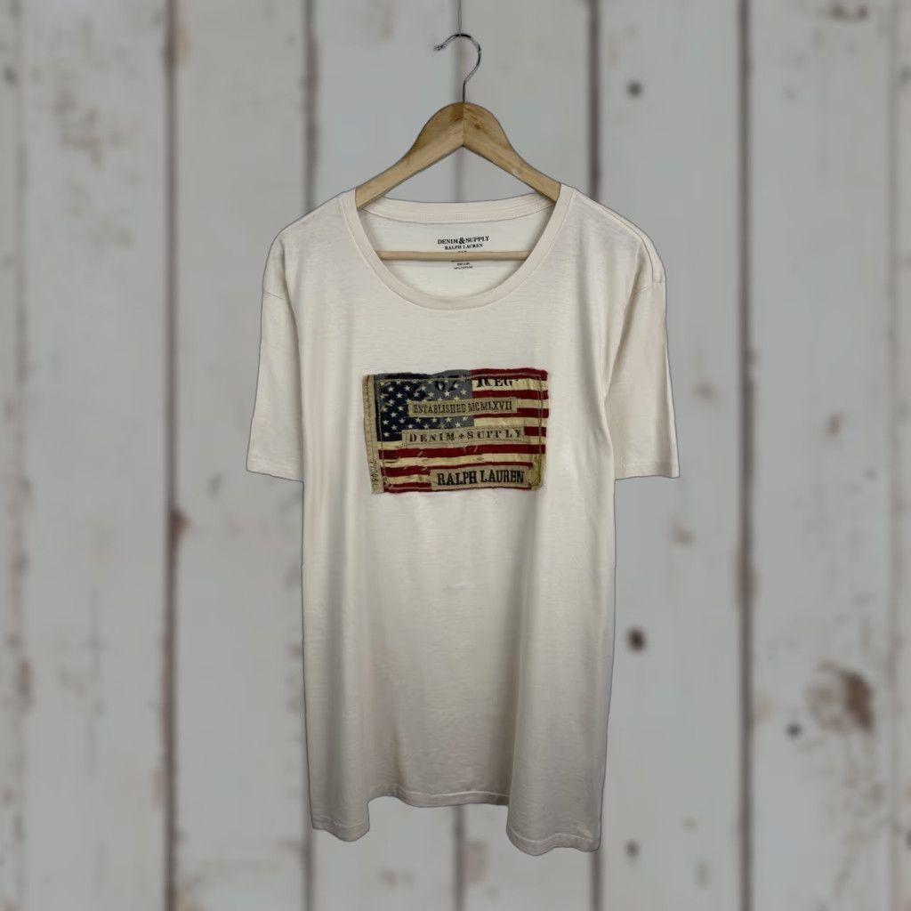 Ralph Lauren VINTAGE Ralph Lauren USA Flag Denim Supply T-Shirt XL Mens Beige Size US XL / EU 56 / 4 - 1 Thumbnail