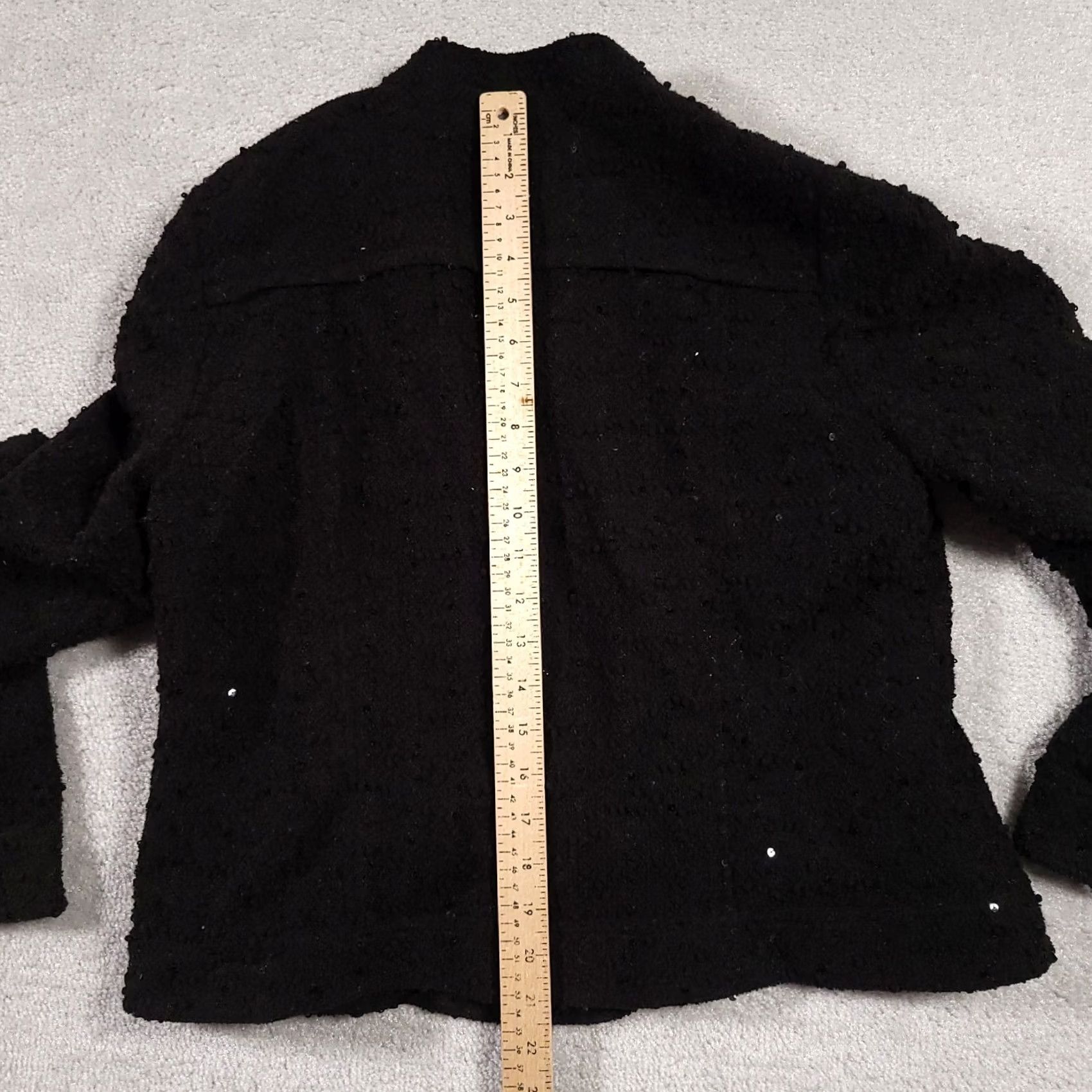 Vintage VINTAGE Relativity Full Zip Jacket Women Large Black Textured Sequin L/S Lined Pockets Size L / US 10 / IT 46 - 7 Thumbnail
