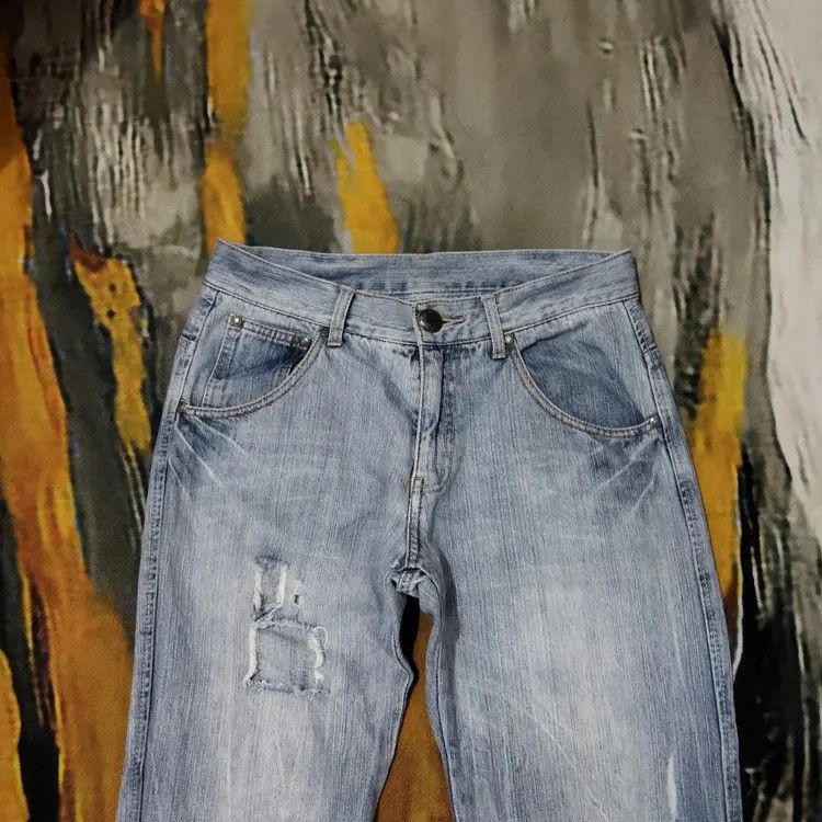 Vintage VINTAGE PINK LATTE DISTRESSED FADED BLUE JEANS PANTS Size US 30 / EU 46 - 2 Thumbnail