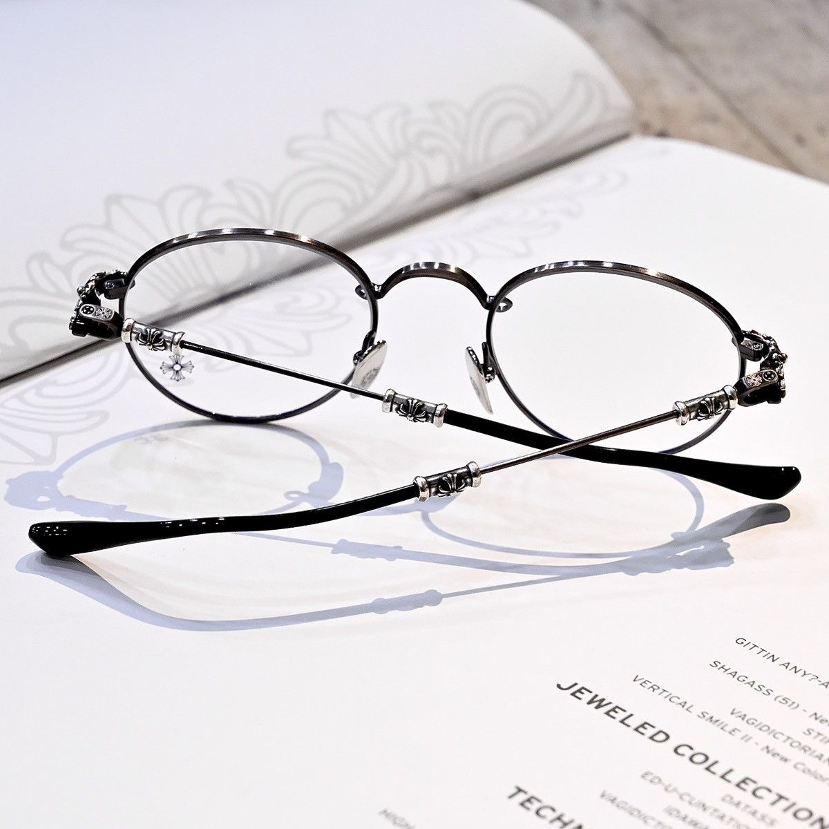 Chrome Hearts CHROME HEARTS BUBBA-A ANTIQUE SILVER- BLACK PLASTIC GLASSES Size ONE SIZE - 9 Thumbnail
