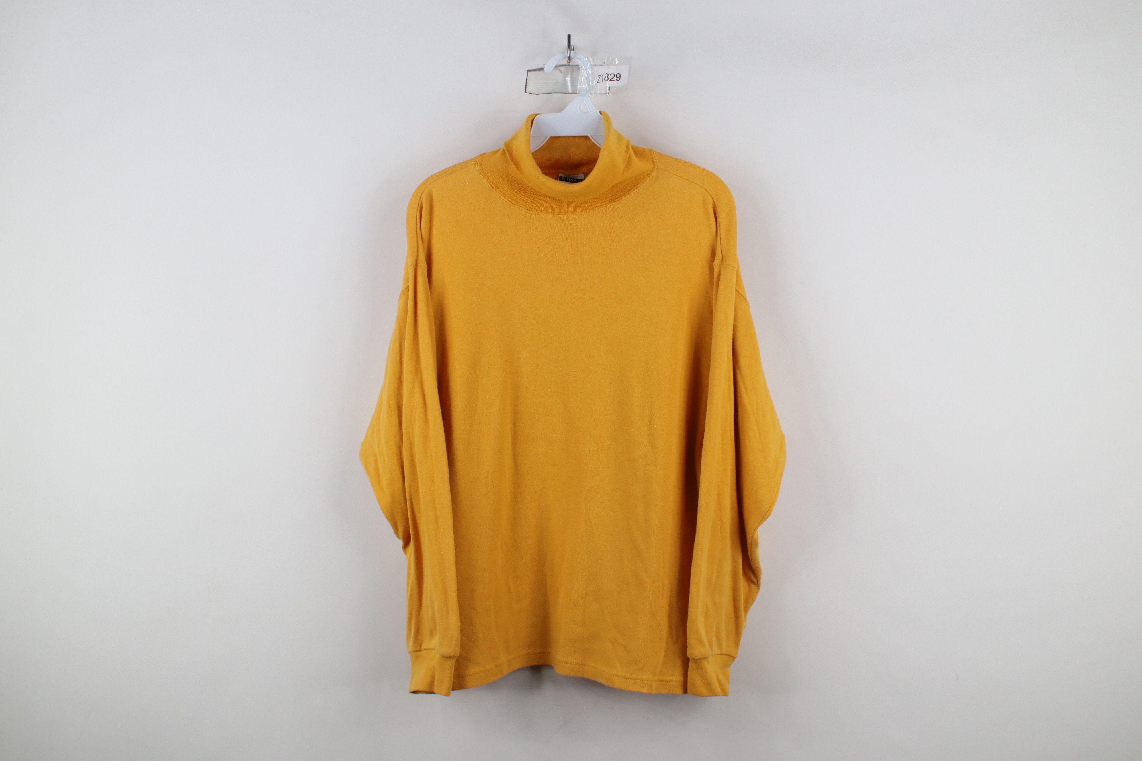 Vintage Vintage 90s Streetwear Blank Turtleneck T-Shirt Yellow Size XL / US 12-14 / IT 48-50 - 1 Thumbnail