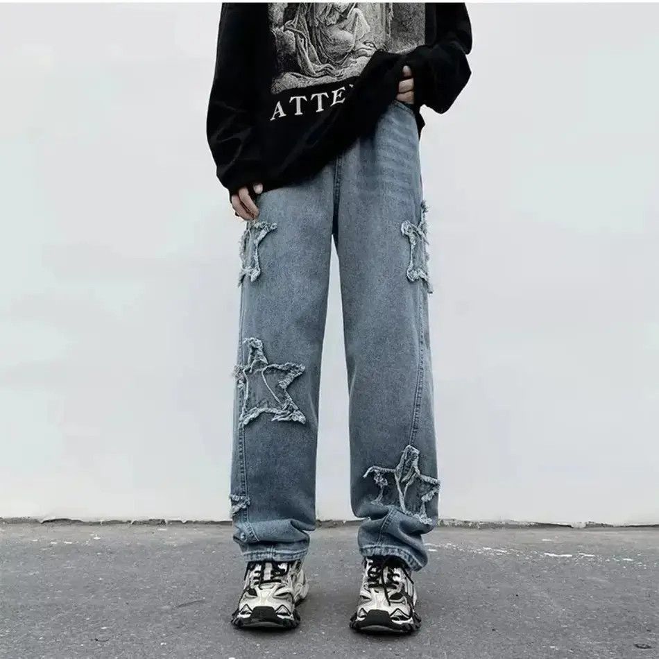 Japanese Brand Stars Towel Embroidery Baggy Men Jeans Size US 32 / EU 48 - 4 Thumbnail
