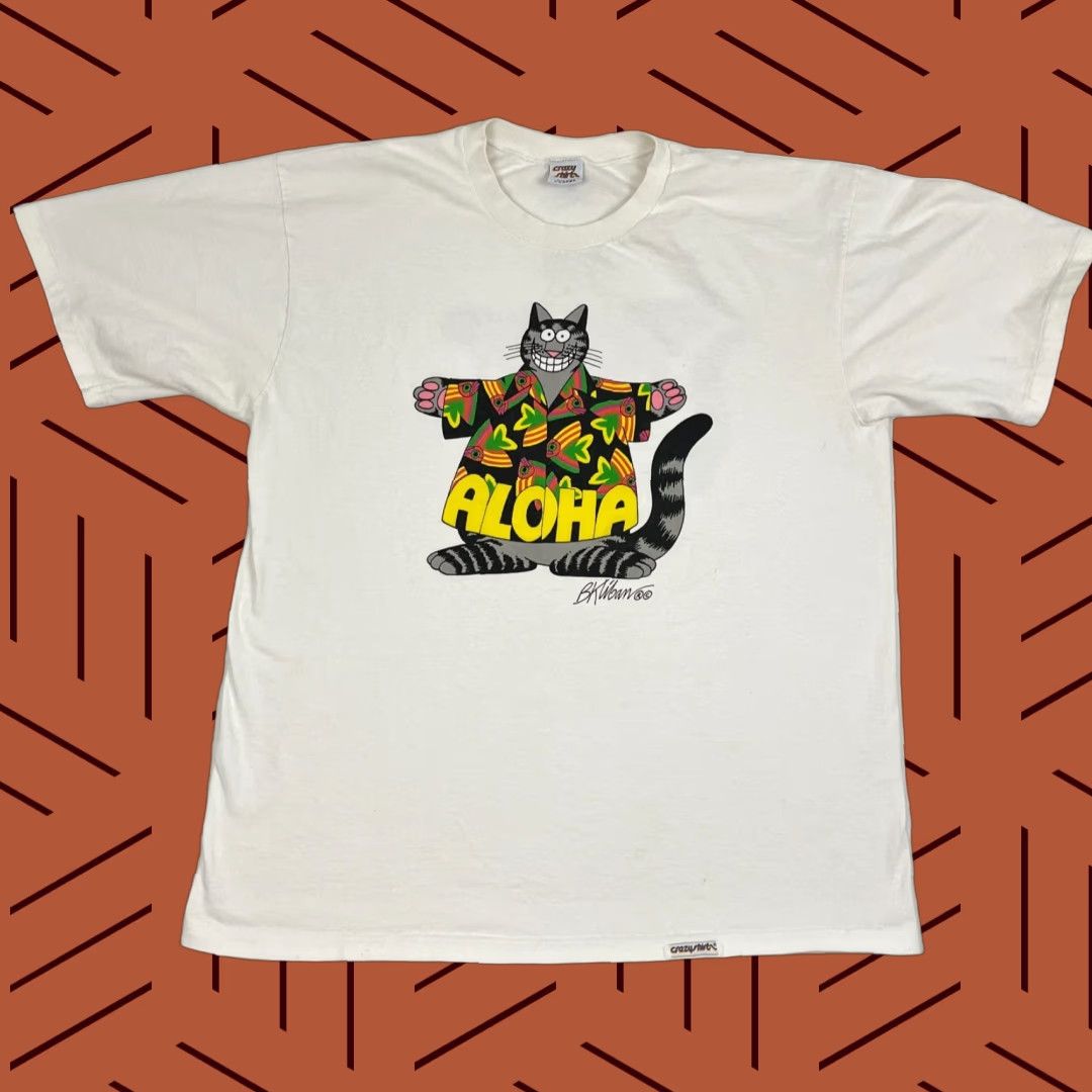 Vintage VINTAGE Crazy Shirts Shirt Mens XL White Aloha Vacation Hawaii Cat B Kliban Graphic Shirt Men XL White Logo Print T-Shirt Cat B Kliban Graphic Size US XL / EU 56 / 4 - 1 Thumbnail