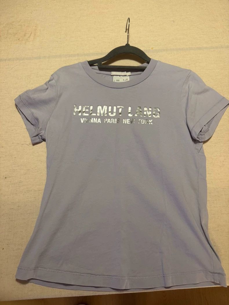 HELMUT LANG Gray and purple short-sleeved T-shirt