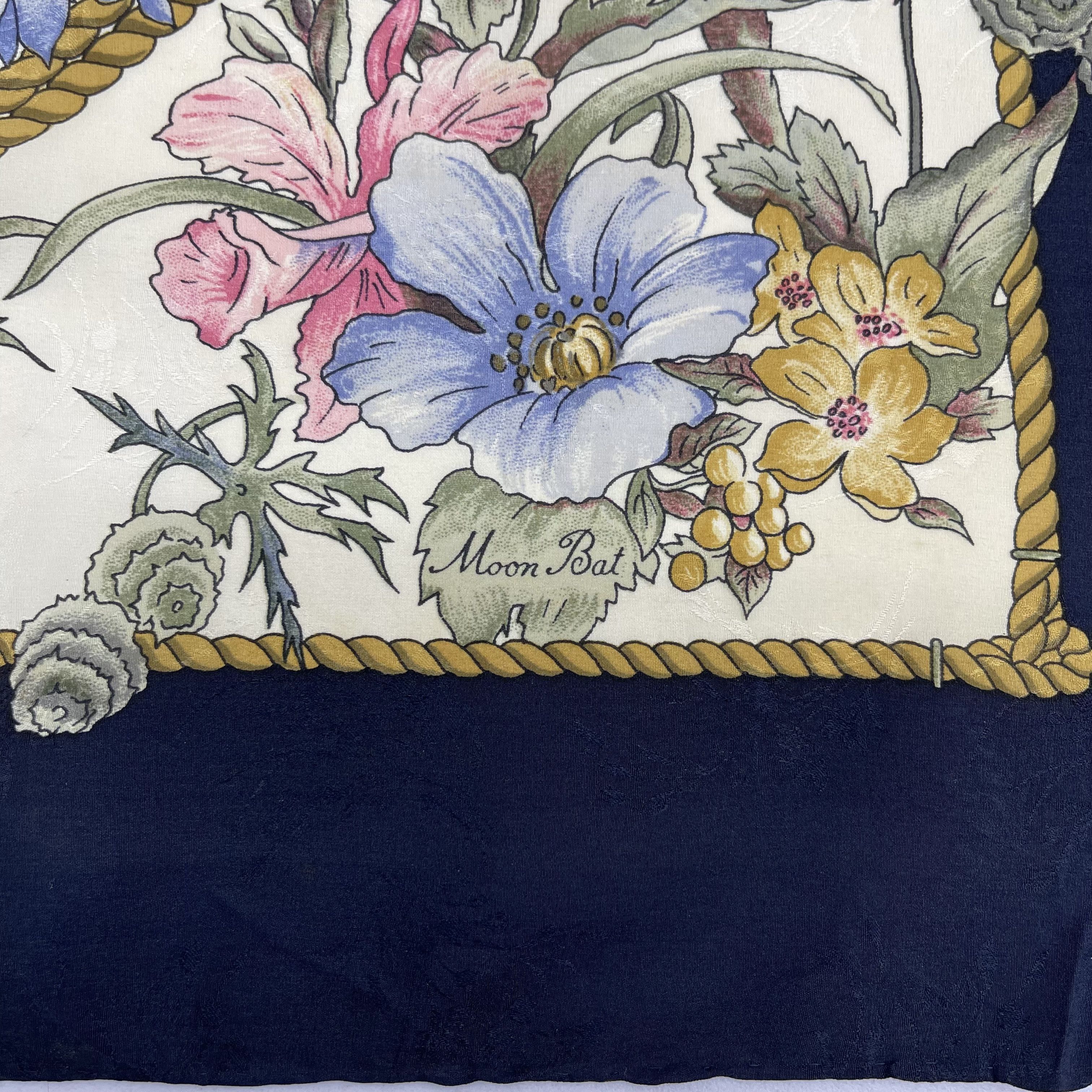 Other Vintage Moon Bat Silk Scarf: Floral Babushka Scarf - S7049 Size ONE SIZE - 9 Thumbnail