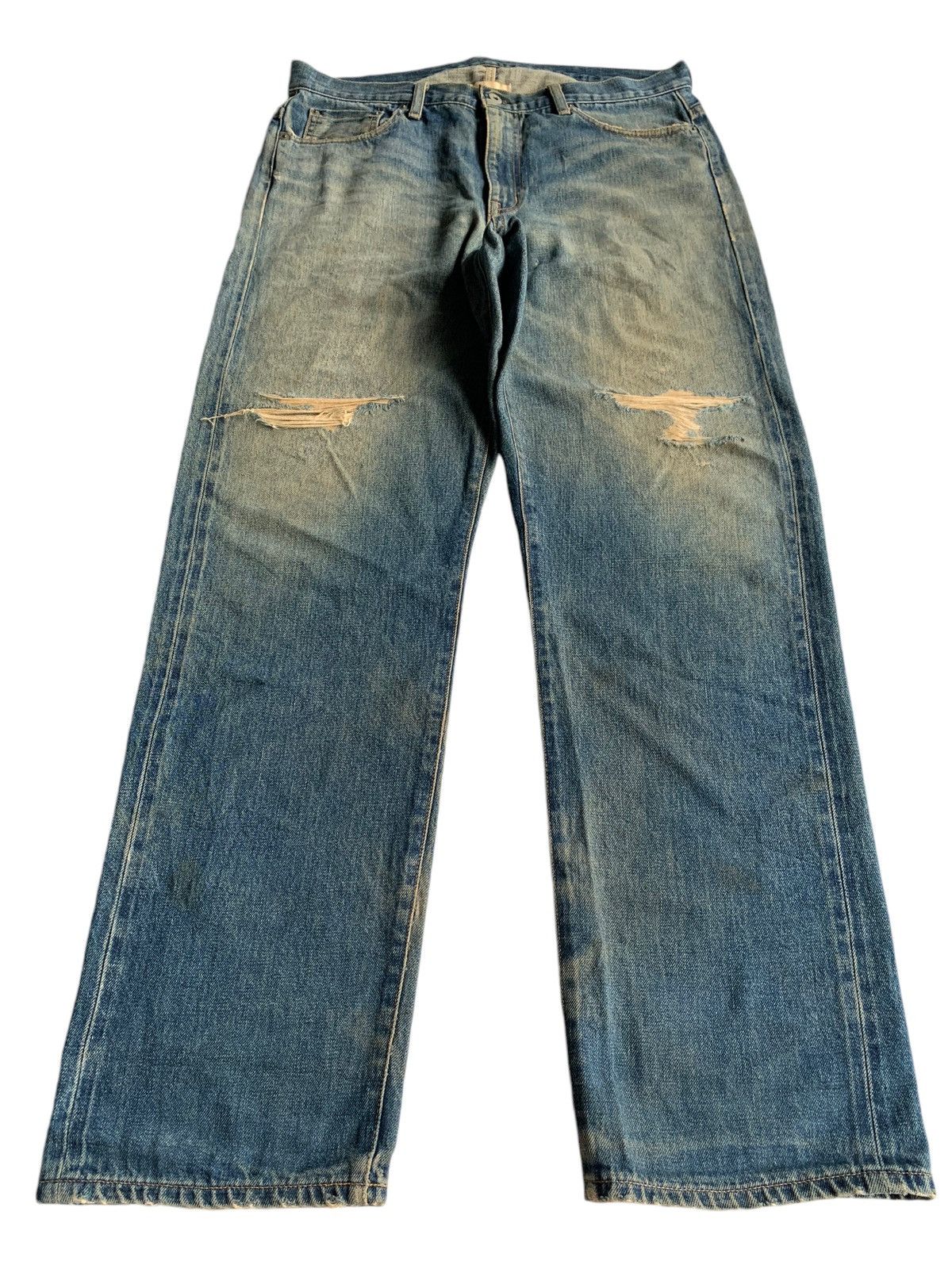 Kapital Whiz Limited Buckle Back Selvedge Distressed Denim Size US 36 / EU 52 - 2 Thumbnail