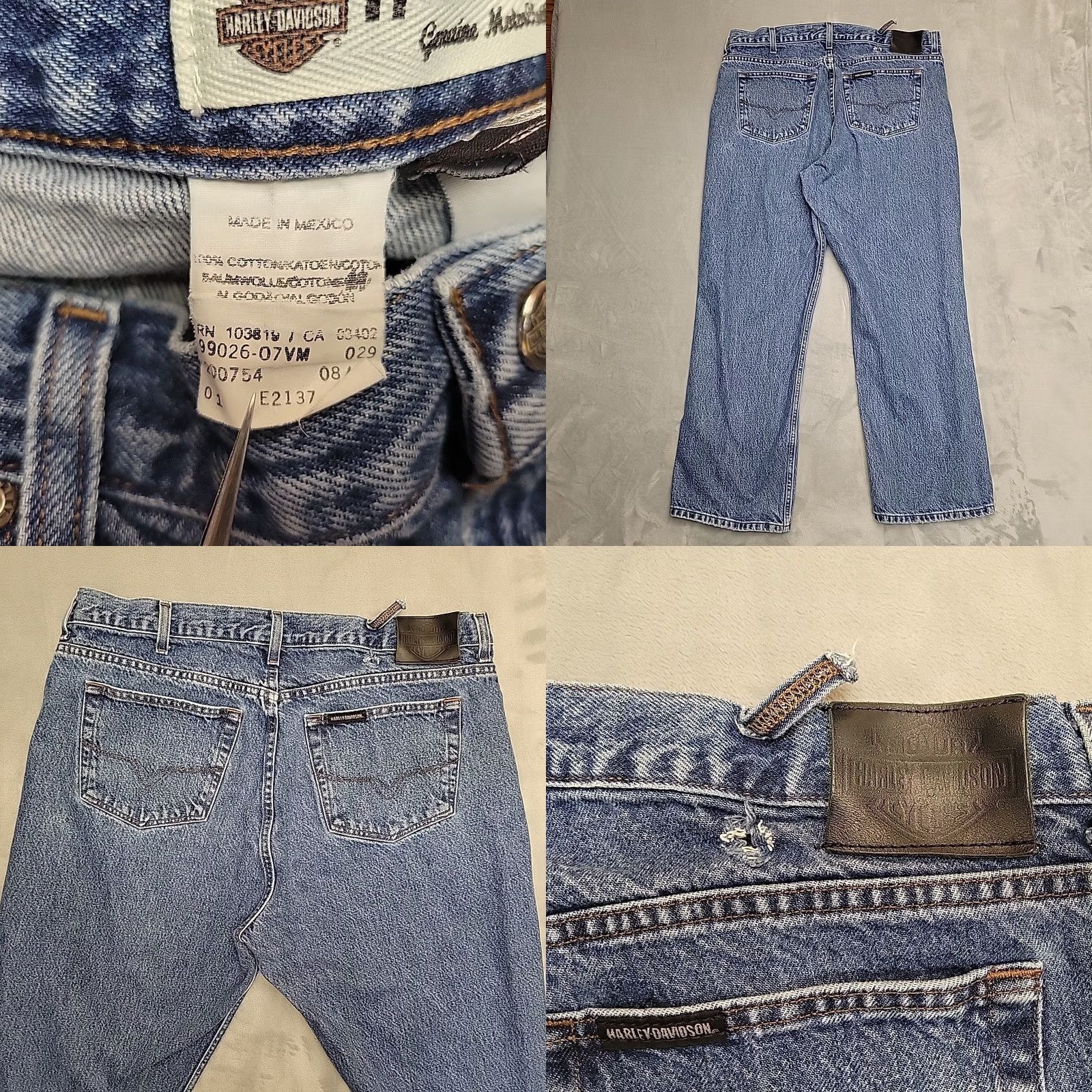 Harley Davidson Harley-Davidson Jeans Men 40x30 Blue Denim Relaxed Fit Faded Work Casual Comfort Jeans Mens 40 Blue Denim 5-Pocket Design Belt Loops Denim Cotton Zip Size US 40 / EU 56 - 8 Thumbnail