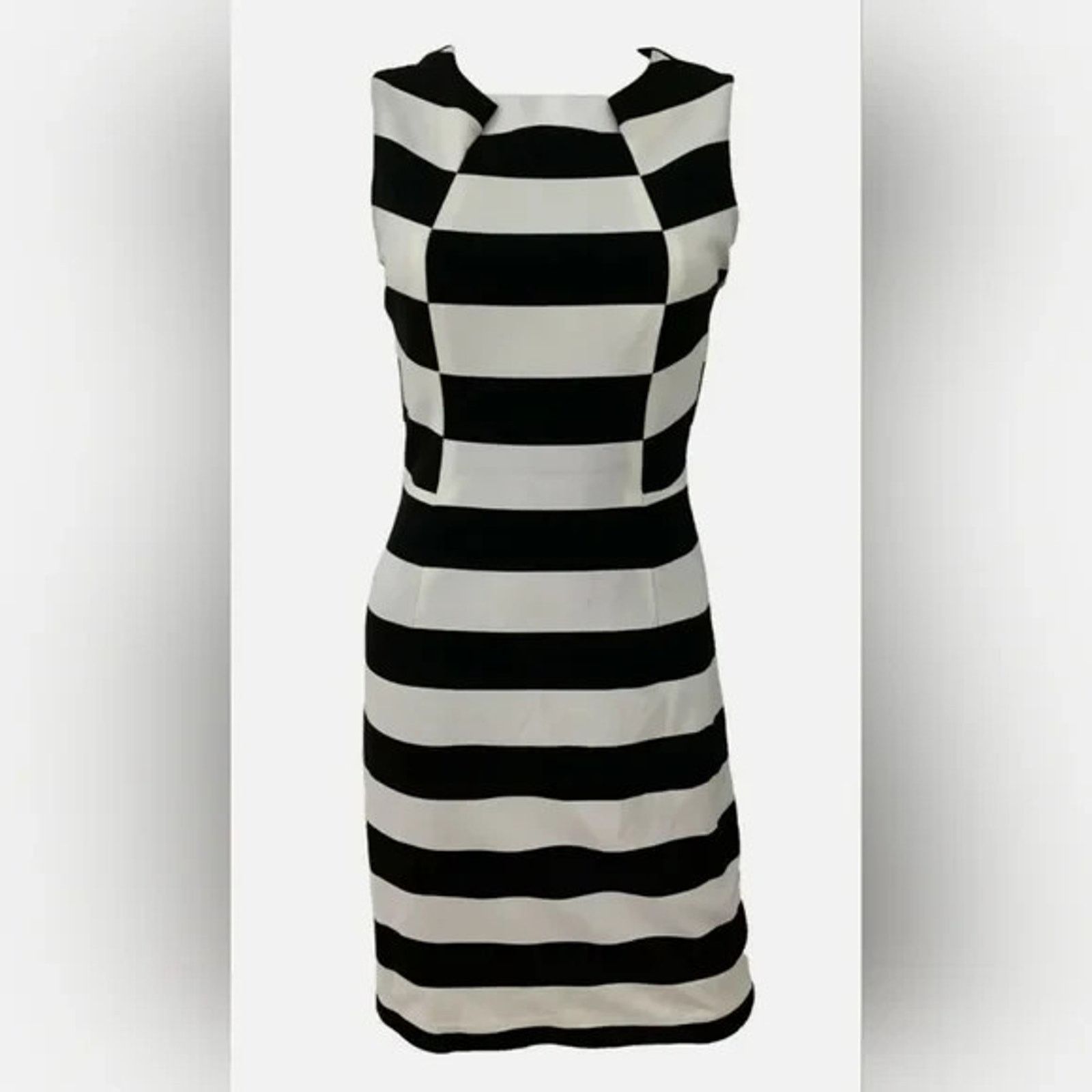 Trina Turk TRINA TURK BLACK & WHITE STRIPED GEO BODY CON DRESS SZ 4 Size S / US 4 / IT 40 - 9 Thumbnail