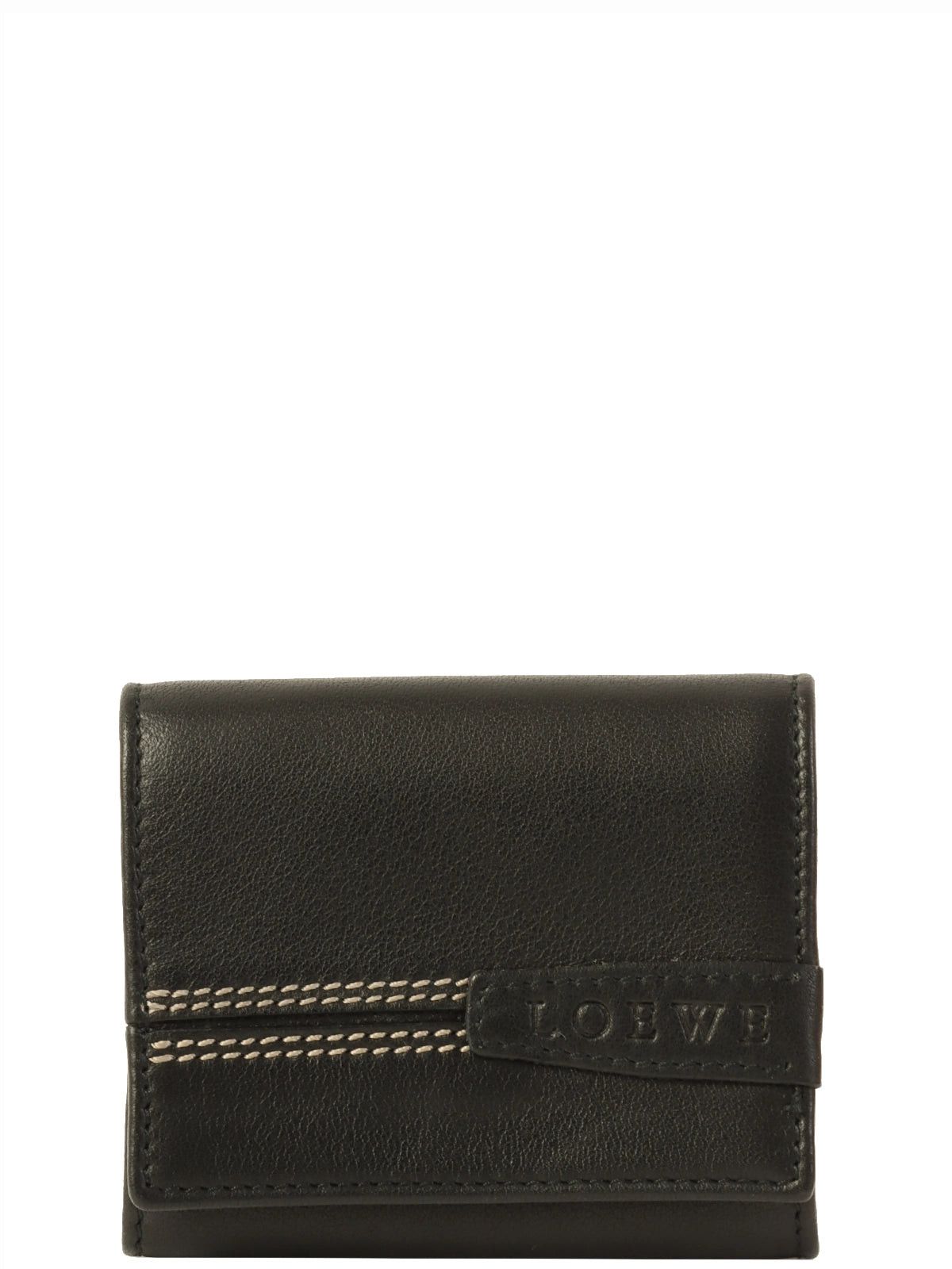image of Loewe Logo Embossed Coin Case Black, Women's