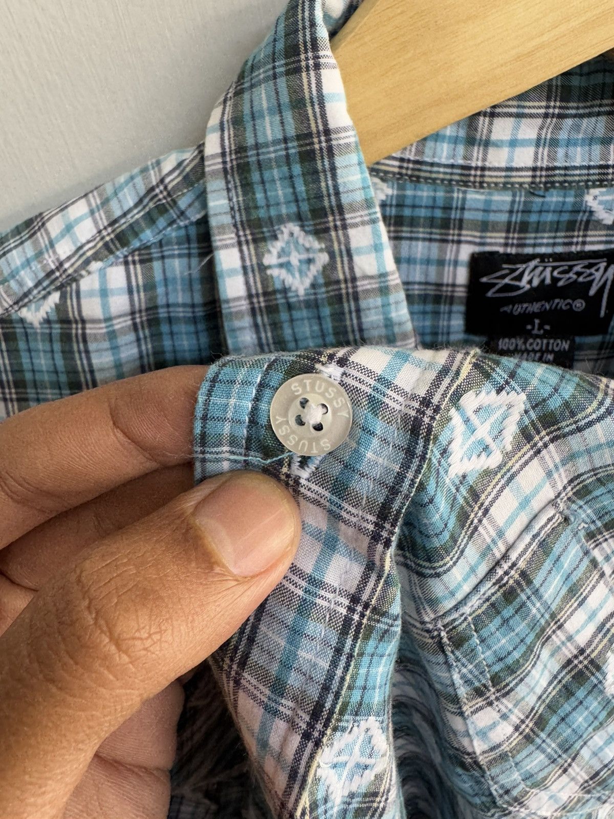 Stussy STUSSY CHECKED SHORT-SLEEVE BUTTON DOWN SHIRT Size US L / EU 52-54 / 3 - 3 Thumbnail