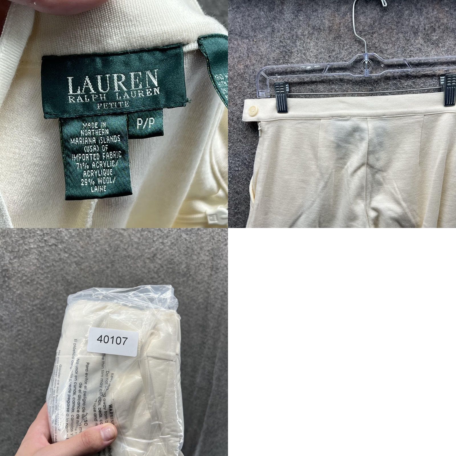 Ralph Lauren Lauren Ralph Lauren Pants Womens P/P Petite White Knit Straight Leg Wool Blend Pants Size 28" / US 6 / IT 42 - 8 Thumbnail