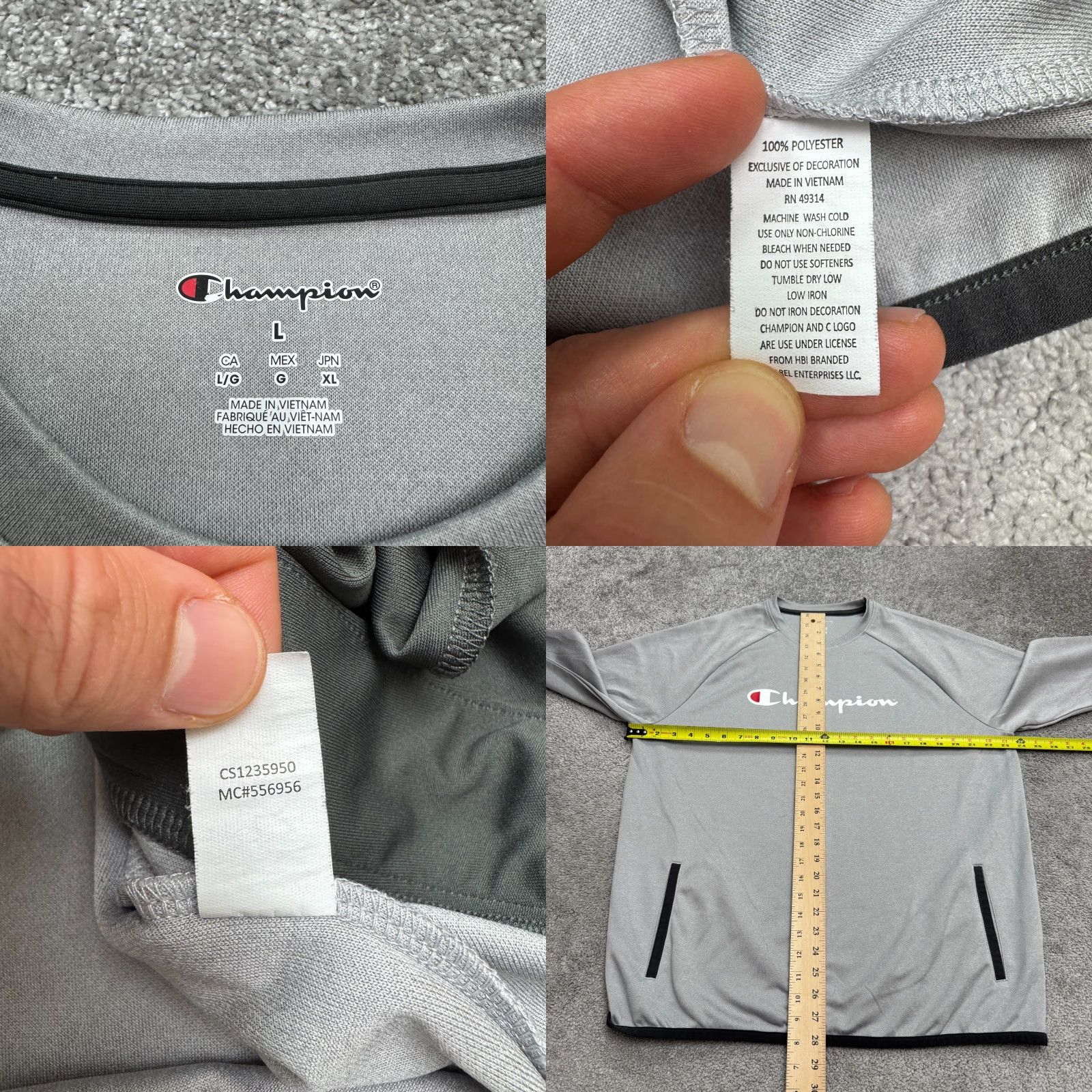Champion Champion Tech Fleece Pullover Jacket Sweatshirt Mens Large Gray Crew Neck Active Size US L / EU 52-54 / 3 - 8 Thumbnail