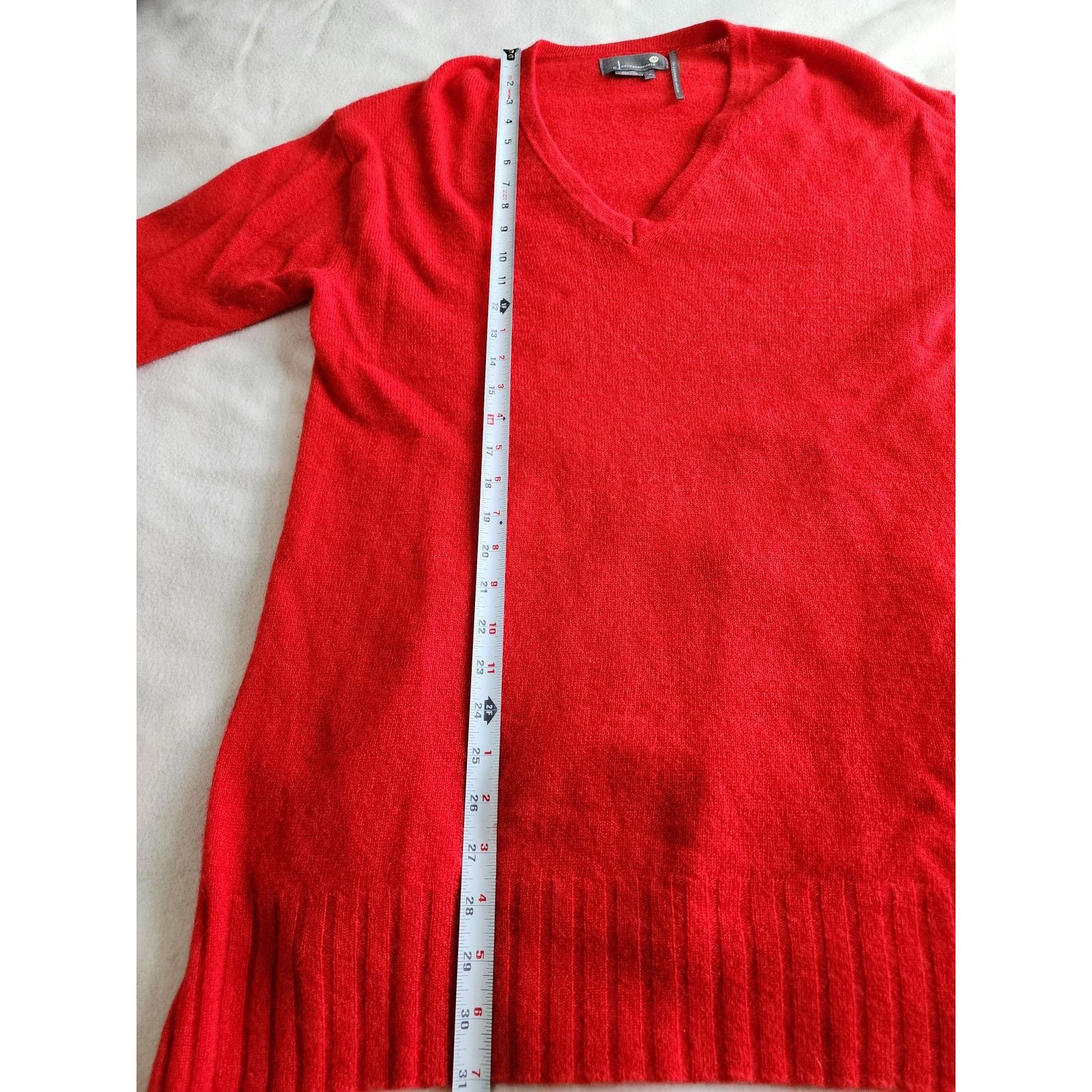 Anthropologie Anthropologie 100% Cashmere Collection V-Neck Sweater Red XL Size XL / US 12-14 / IT 48-50 - 4 Thumbnail