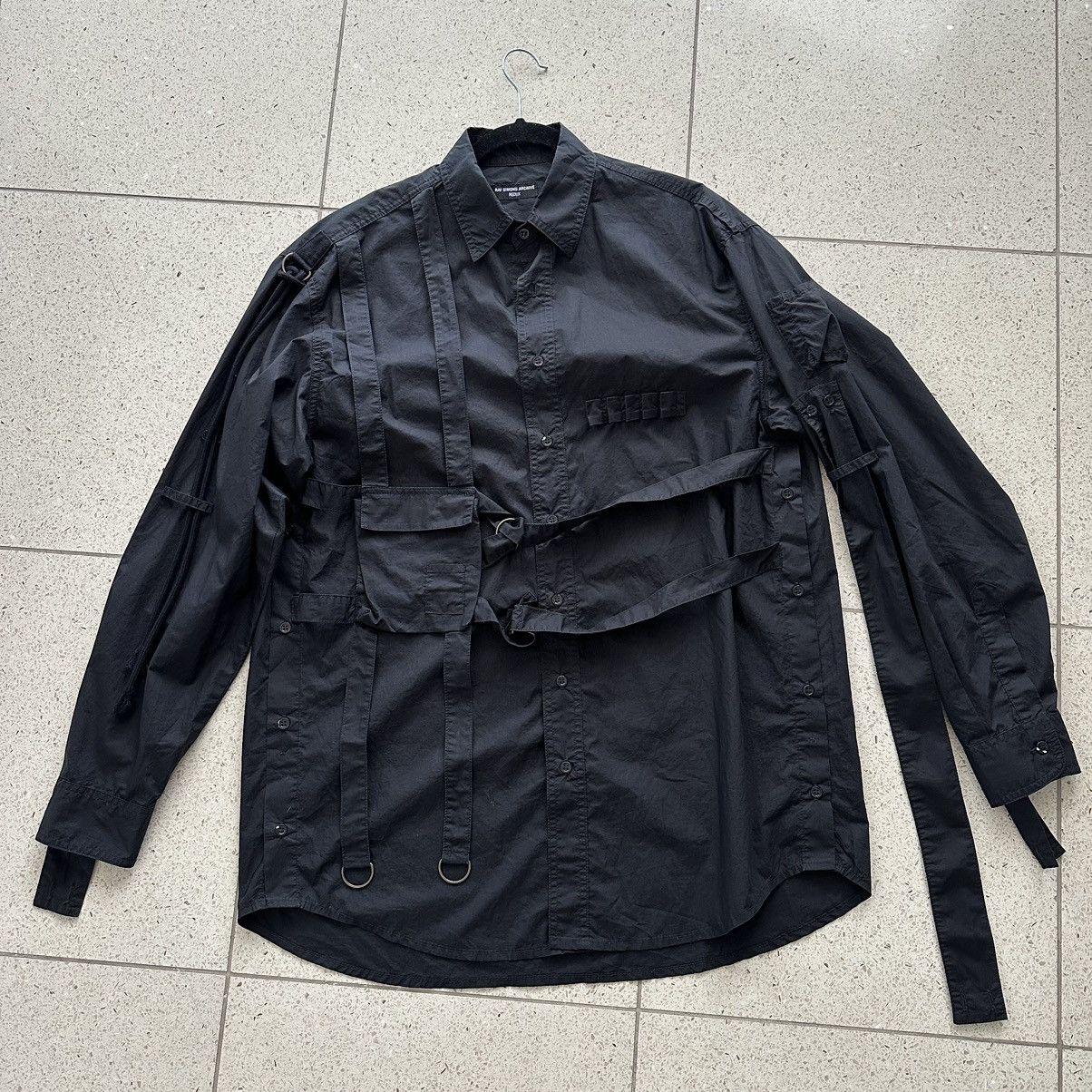 image of Raf Simons Ss03 Archive Redux Bondage Consumed Officer Shirt in Black, Men's (Size Large)