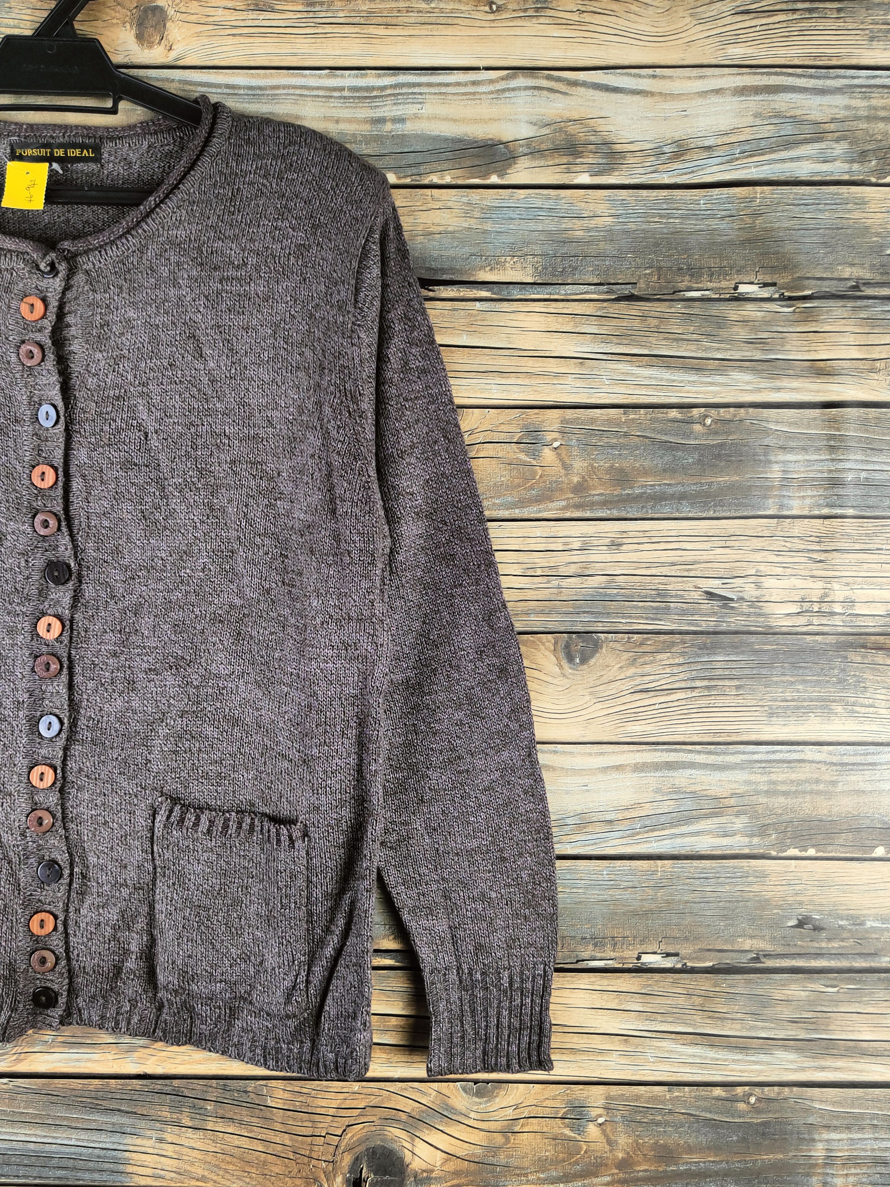 Homespun Knitwear DL Pursuit de Ideal Brown Knitwear Cardigan #46-942 Size M / US 6-8 / IT 42-44 - 5 Thumbnail