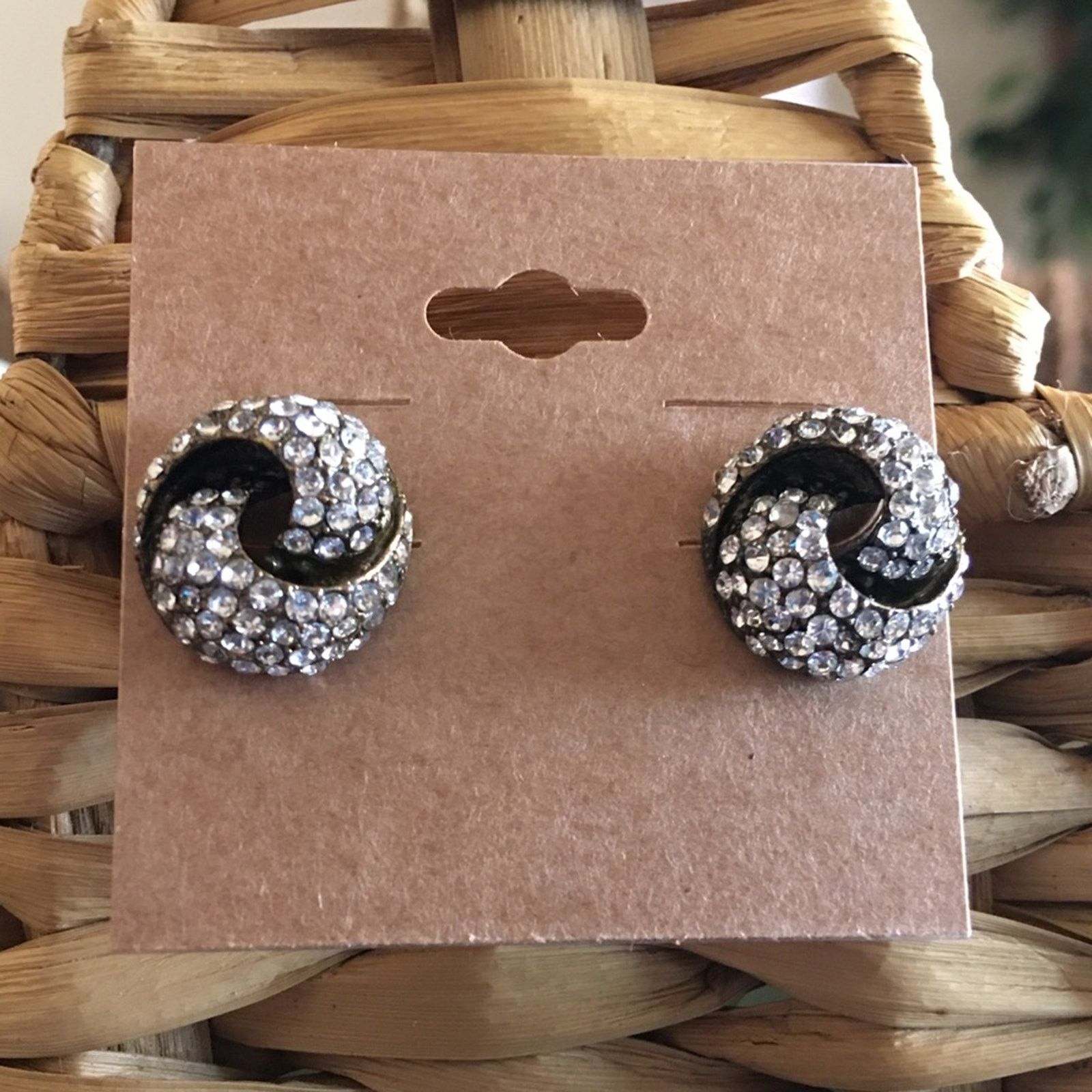 Vintage Vintage rhinestone swirl pierced earrings Size ONE SIZE - 1 Thumbnail
