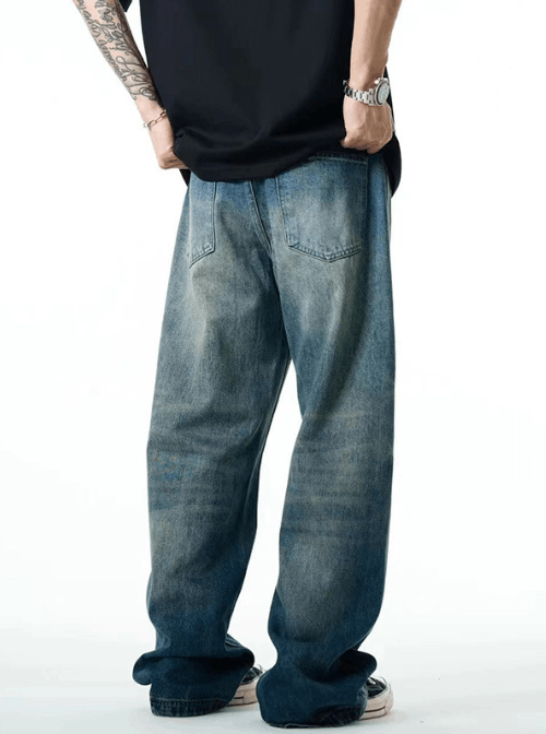 Japanese Brand Blue washed distressed American high street jeans Size US 32 / EU 48 - 3 Thumbnail