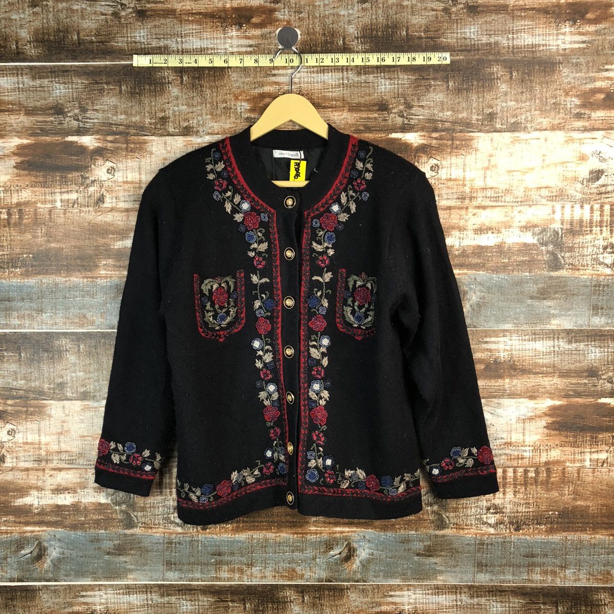 Homespun Knitwear × Japanese Brand Unchicpull Black art Patterned Cardigans #A2996 Size M / US 6-8 / IT 42-44 - 1 Thumbnail