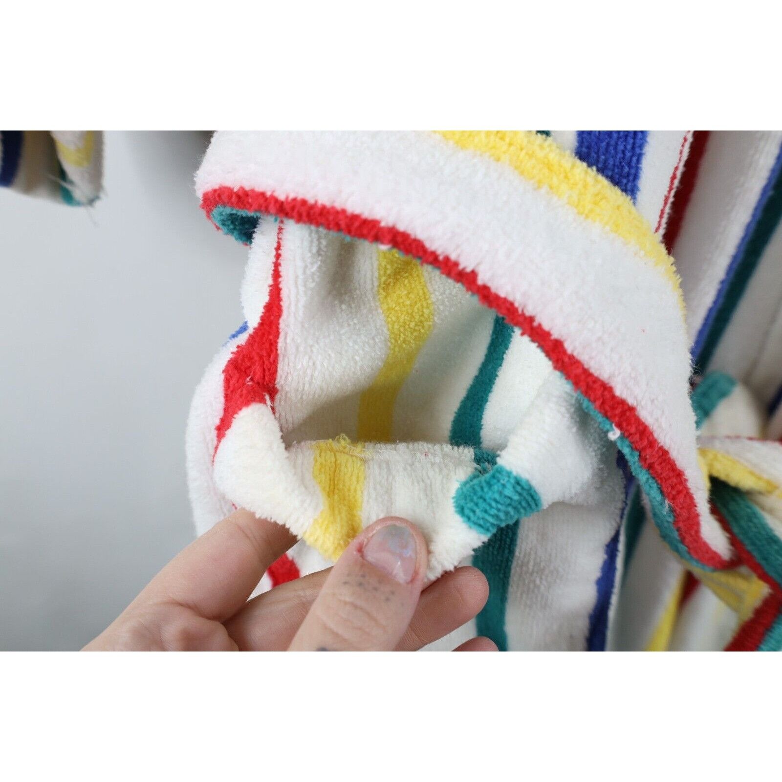 Vintage Vintage 90s Streetwear Terry Cloth Rainbow Striped Robe Size US L / EU 52-54 / 3 - 7 Thumbnail