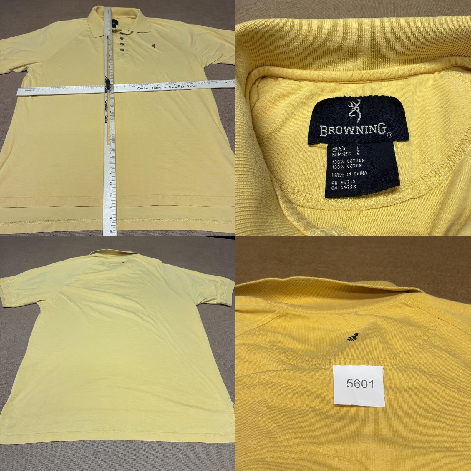 Vintage Browning Polo Shirt Mens Large Yellow Embroidered Logo Hunting Outdoor Casual Size US L / EU 52-54 / 3 - 8 Thumbnail
