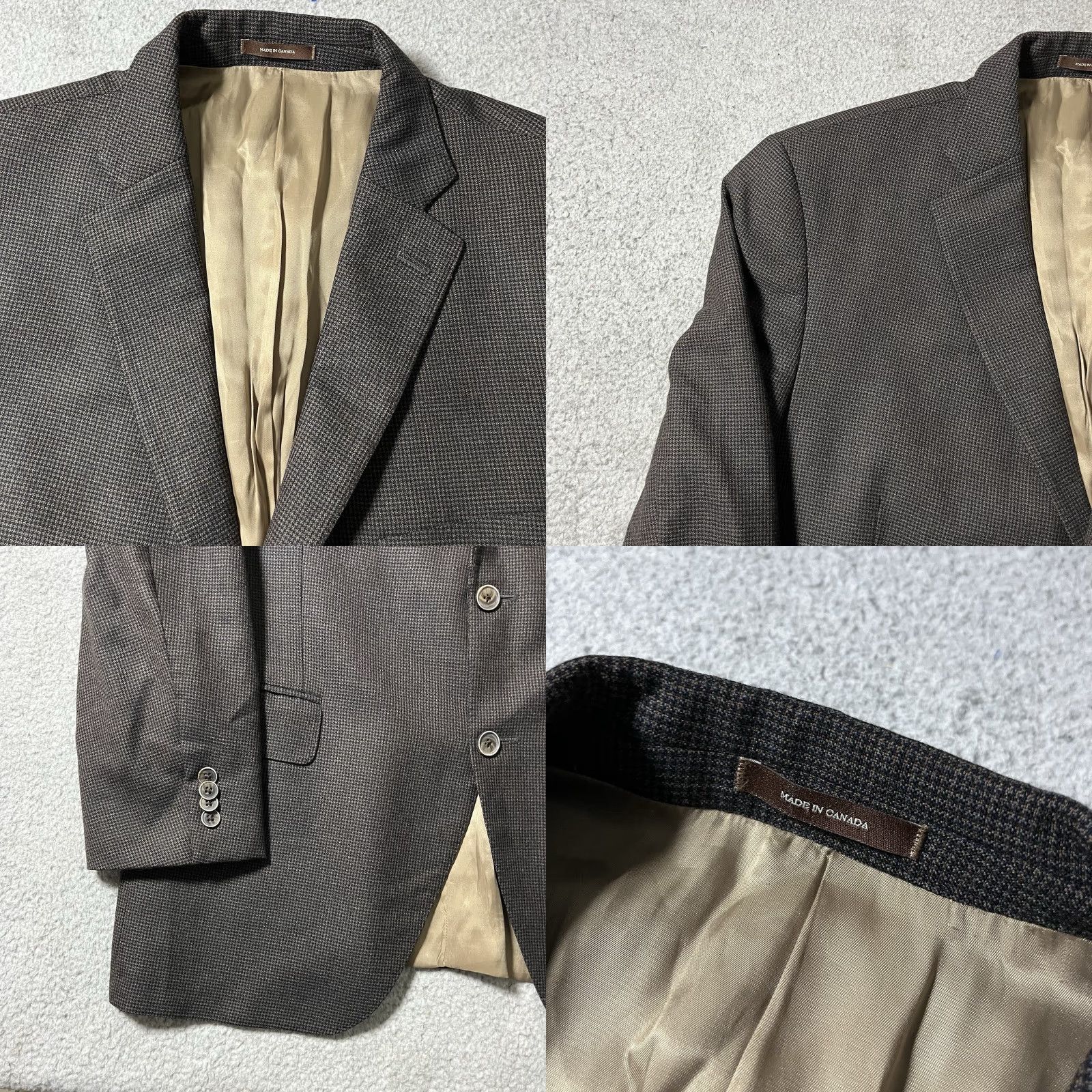 Peter Millar VINTAGE Peter Millar Blazer Men 44 R Brown Wool Houndstooth Union Made USA Button Jacket Size 44R - 8 Thumbnail