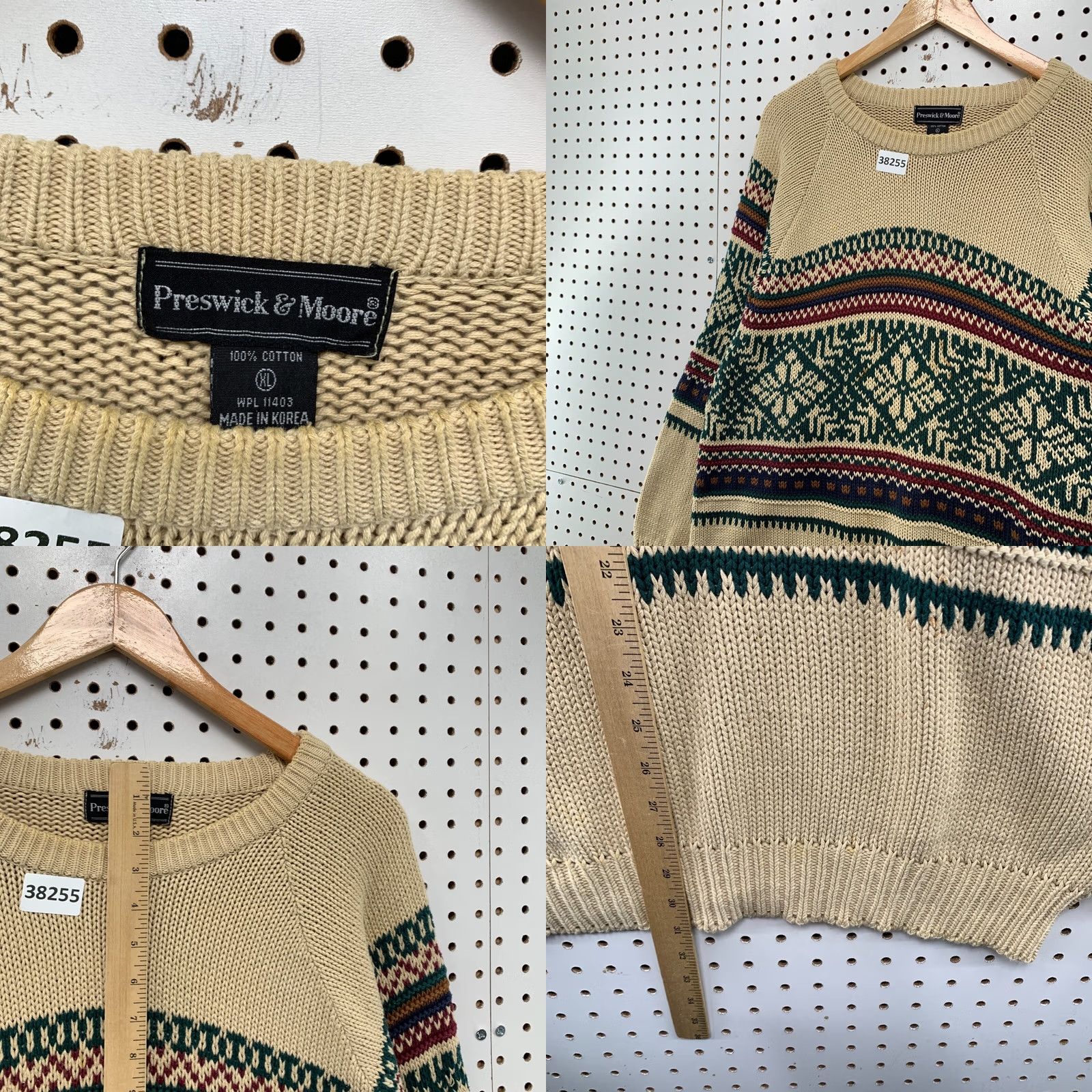 Vintage Vintage Preswick Moore Sweater Mens XL Beige Knit Fair Isle Grandpa Pullover Size US XL / EU 56 / 4 - 9 Thumbnail
